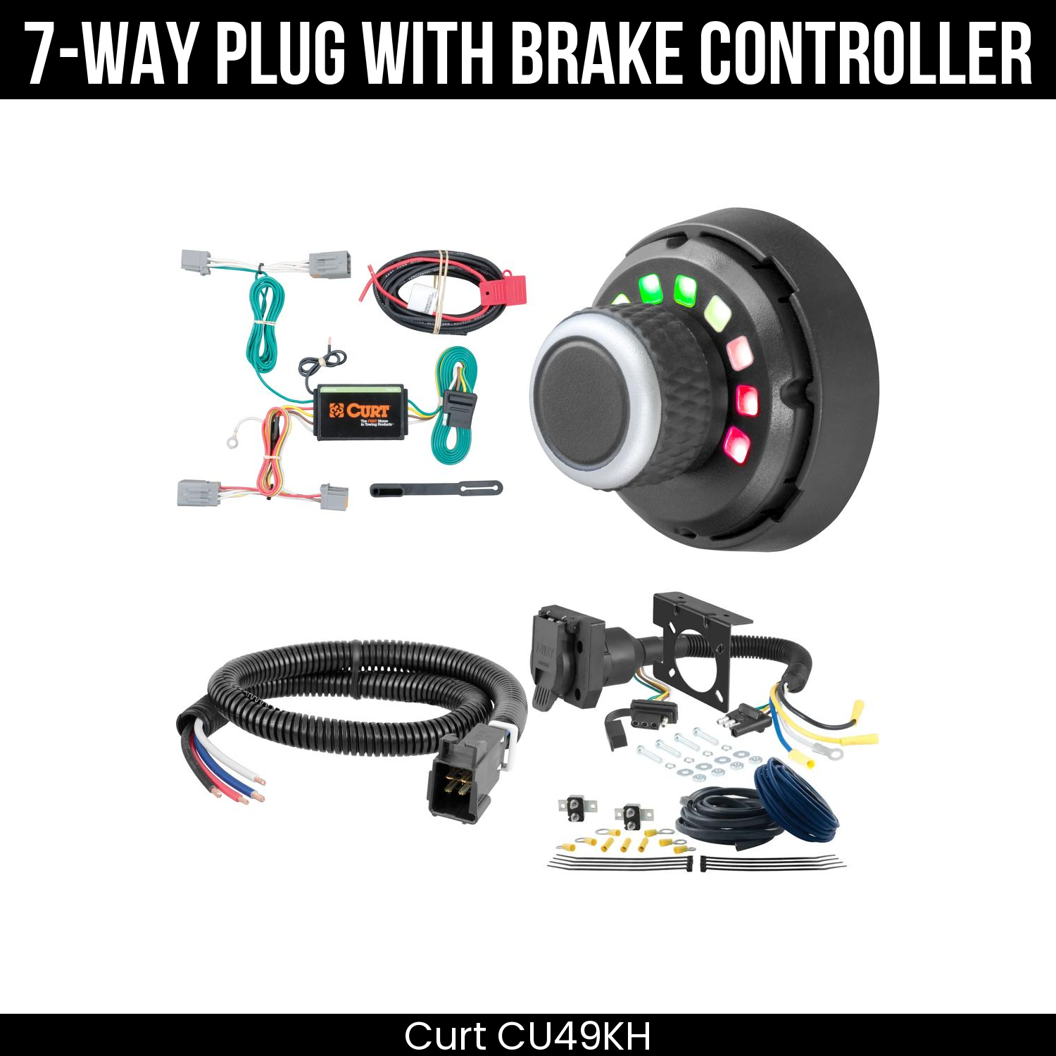 Trailer Wiring 7-Way Plug w/ Bracket , Spectrum Brake Control