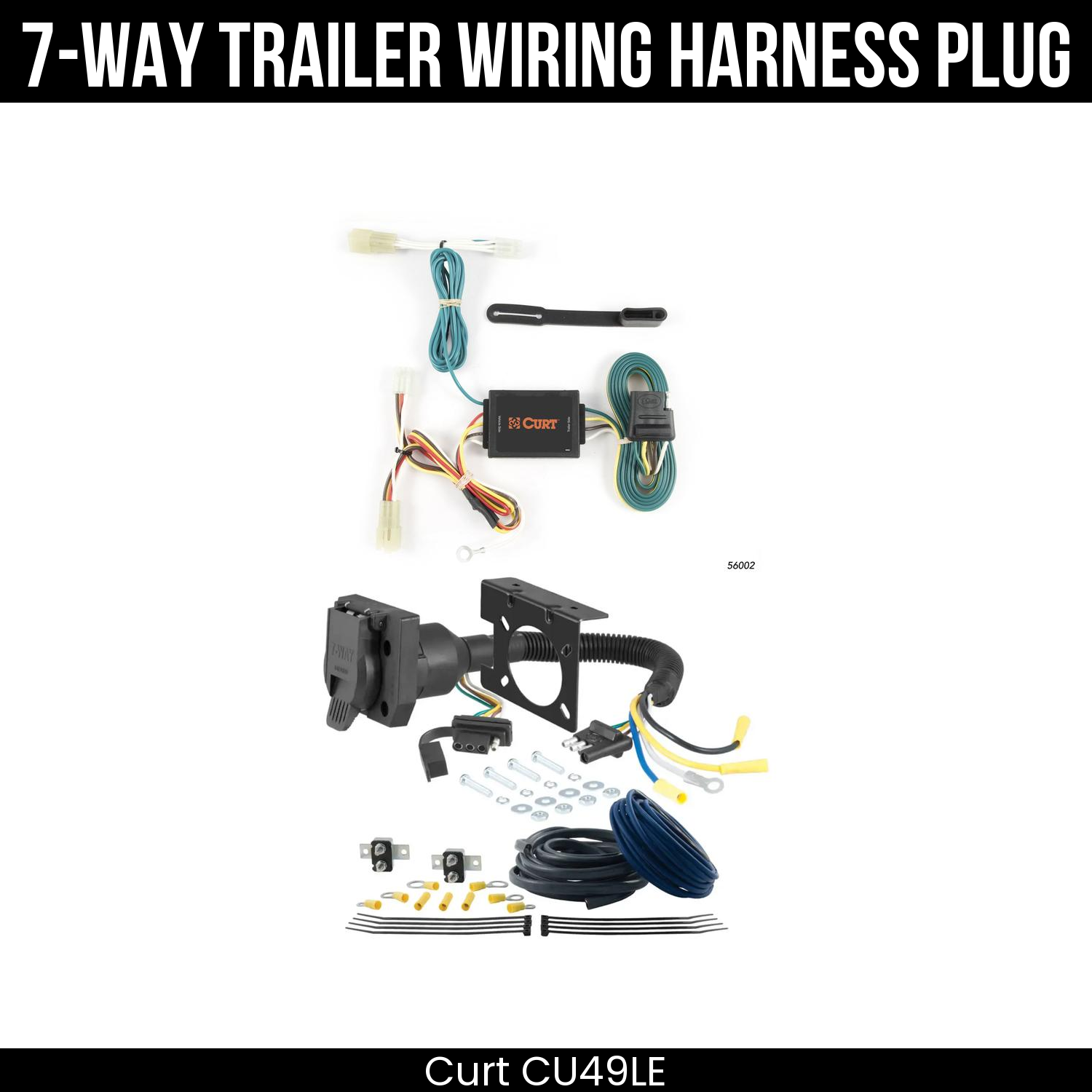 Trailer Wiring 7-Way Plug w/ Bracket
