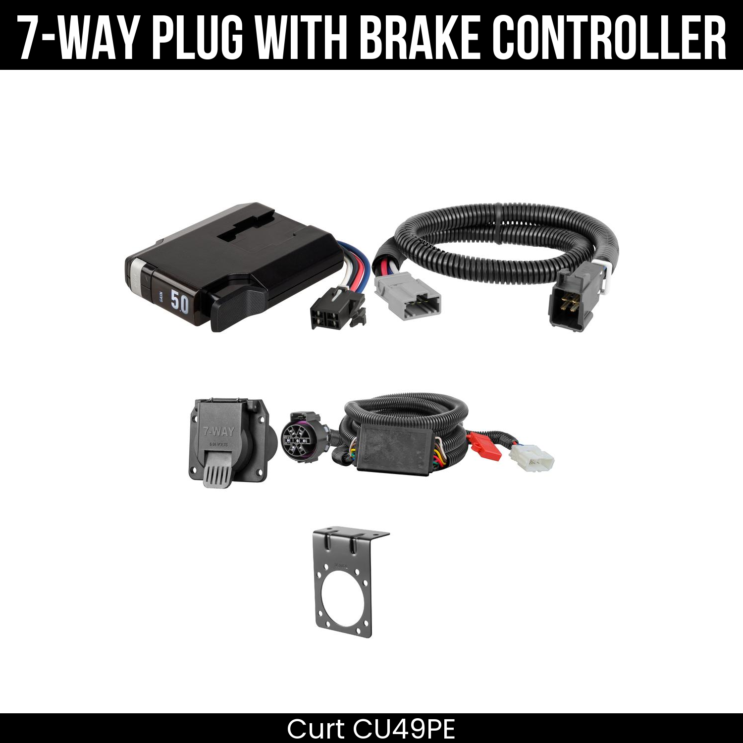 Trailer Wiring 7-Way Plug w/ Bracket , TriFlex NEXT Brake Control