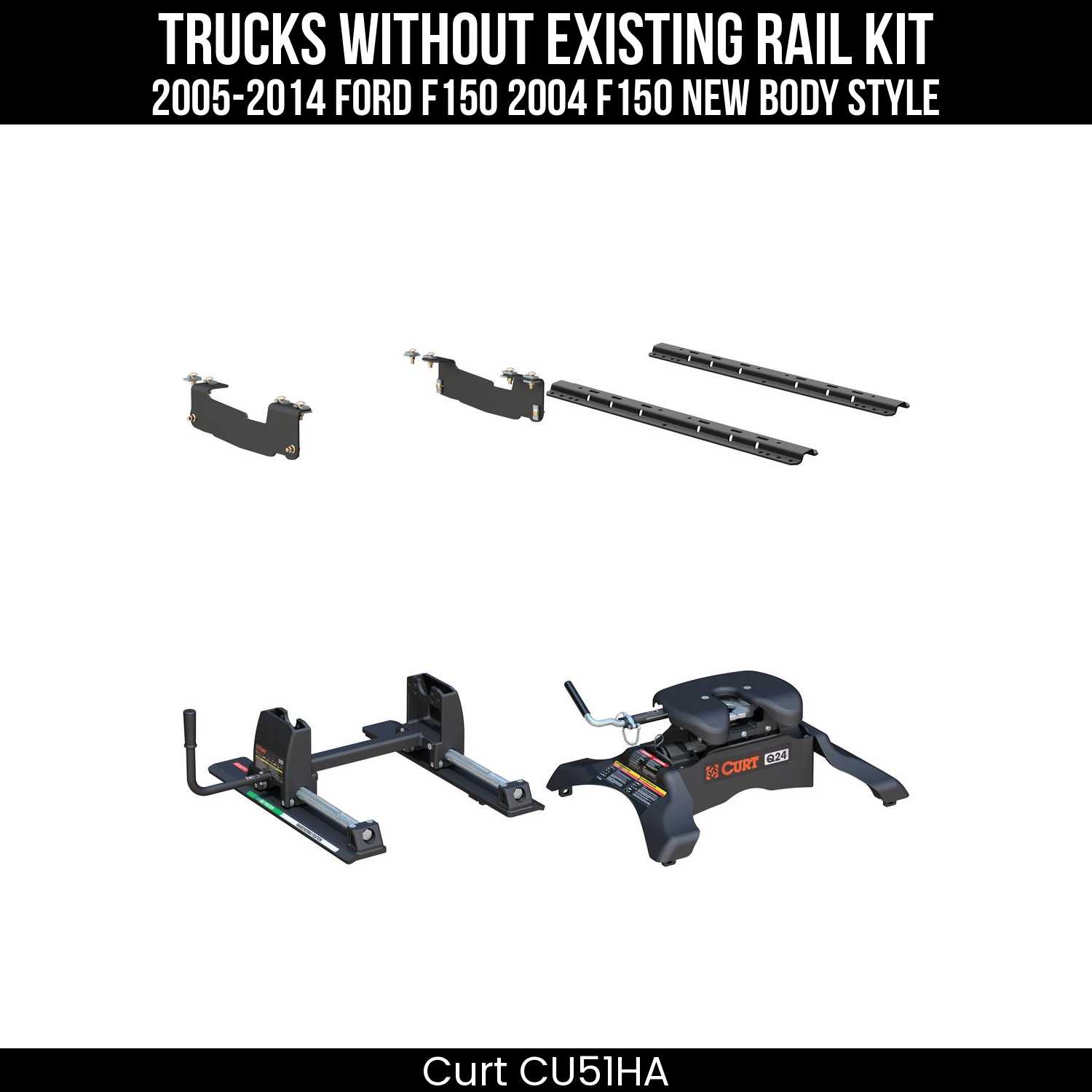 Curt Q24 Dual Jaw Sliding 5th Wheel Trailer Hitch for 2005-2014 Ford F150 and 2004 F150 New Body Style - For Short Beds (24K Towing Capacity) CU51HA