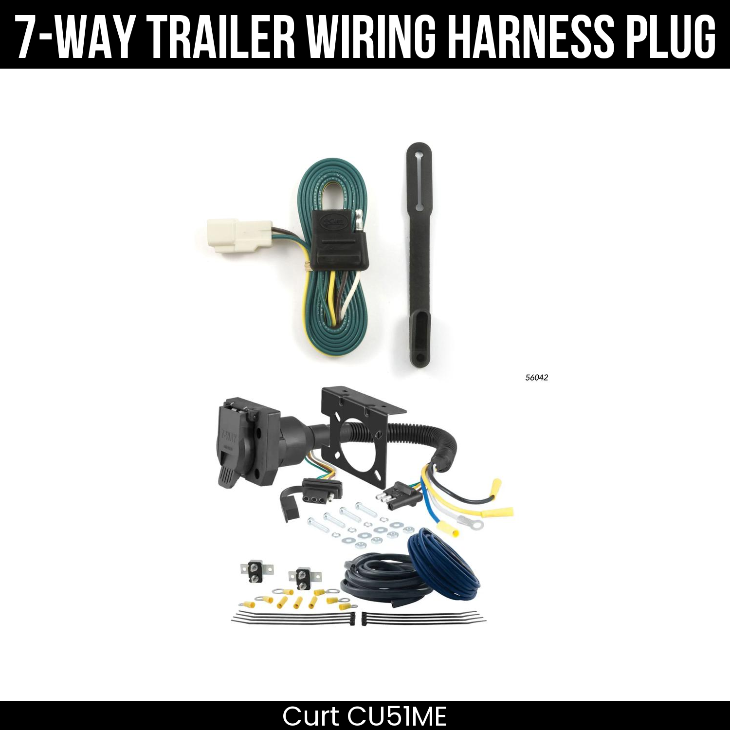 Trailer Wiring 7-Way Plug w/ Bracket