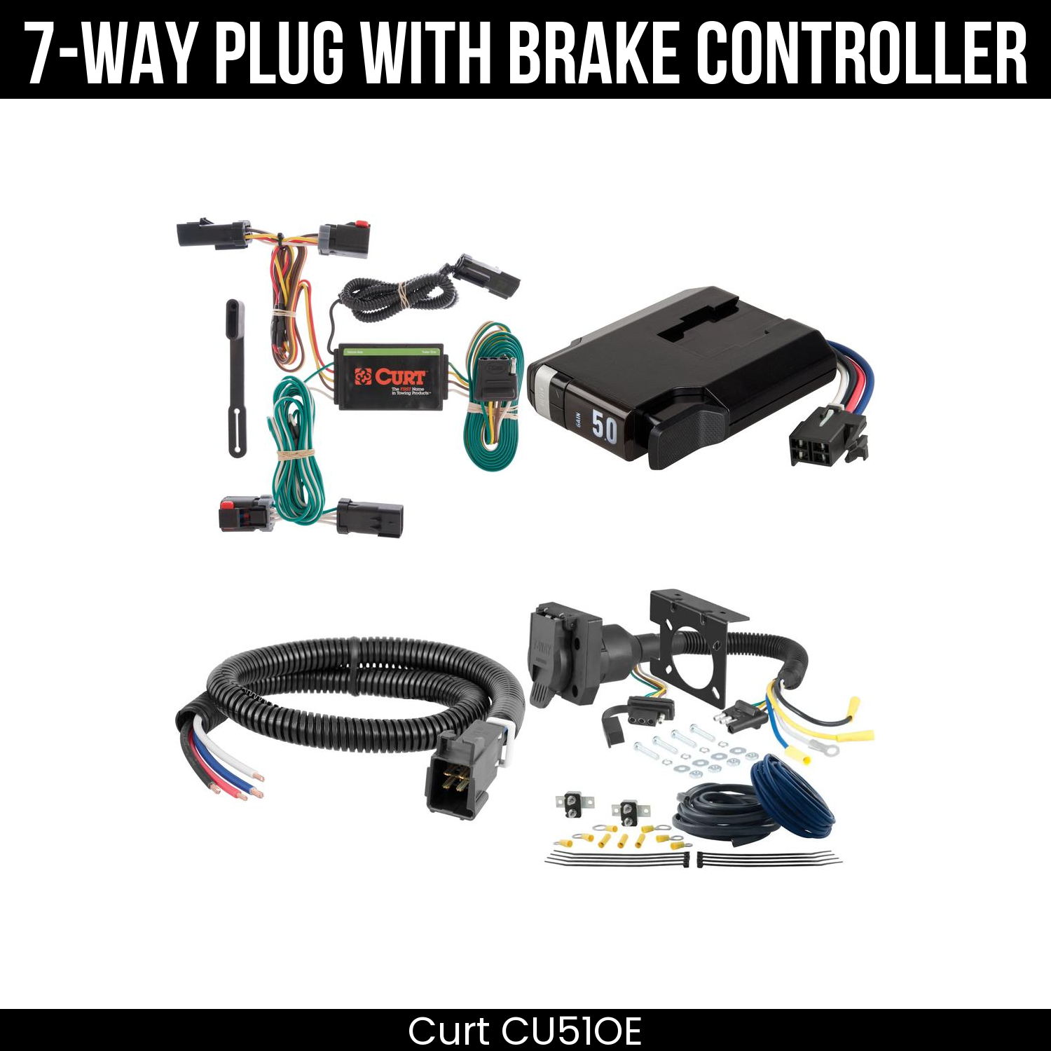 Trailer Wiring 7-Way Plug w/ Bracket , TriFlex NEXT Brake Control