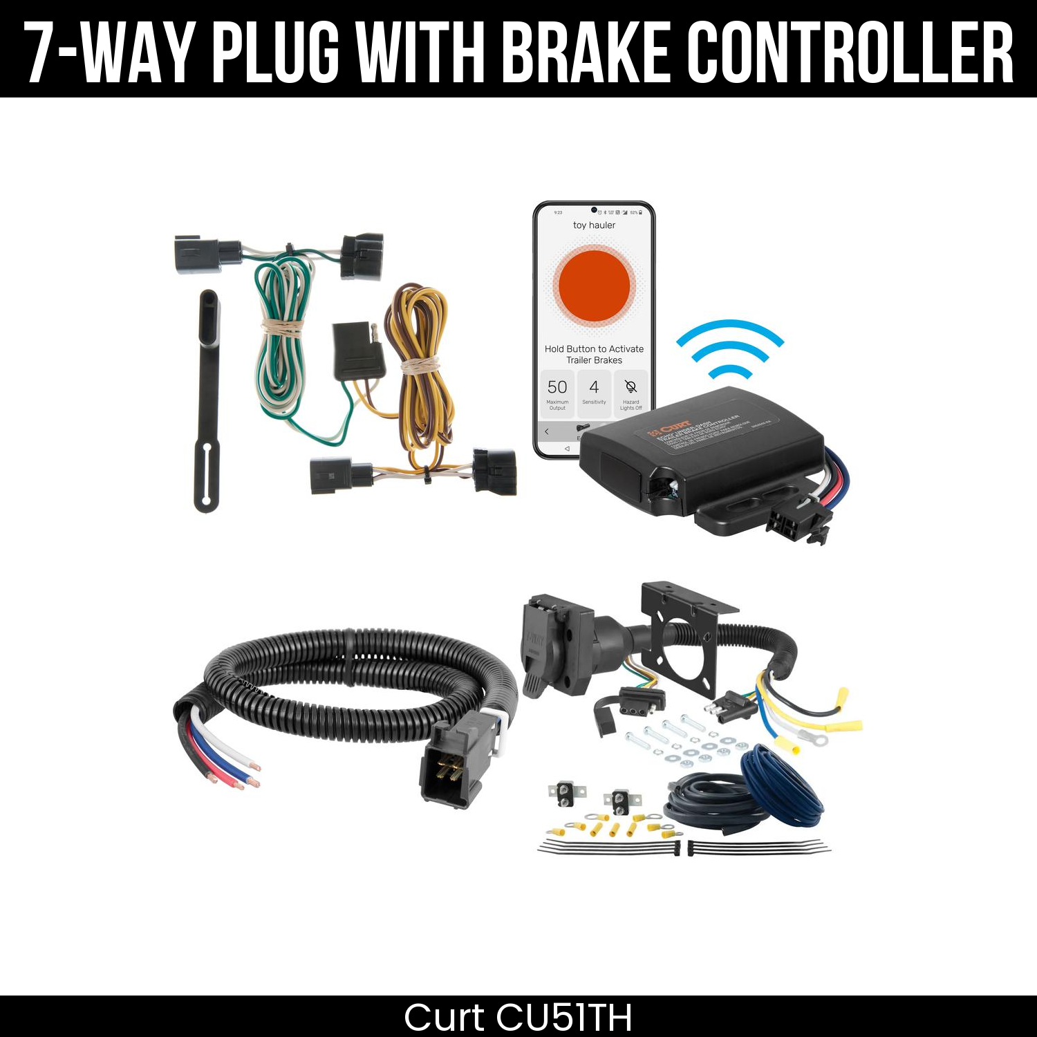 Trailer Wiring 7-Way Plug w/ Bracket , Echo Under-Dash Brake Control