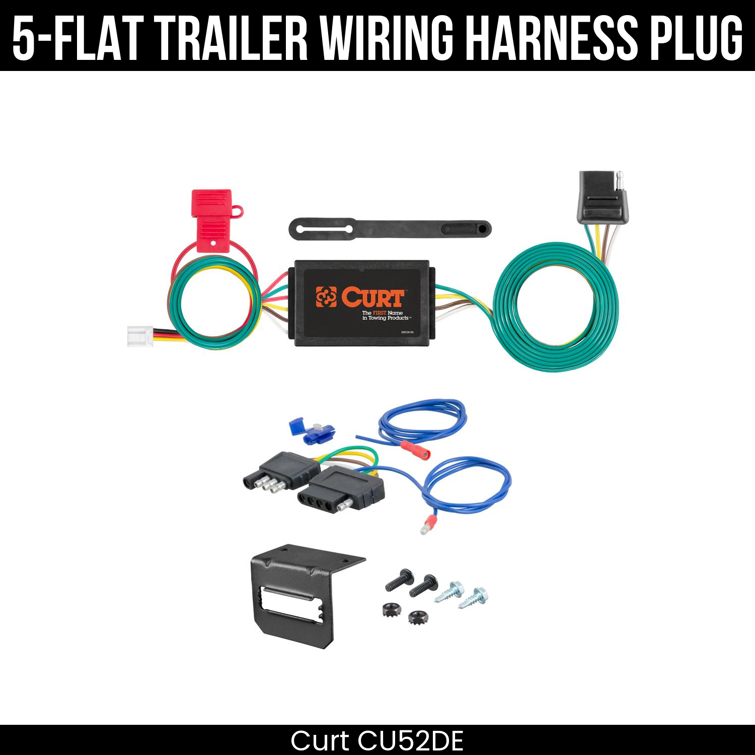 Trailer Wiring 5-Flat Plug w/ Bracket