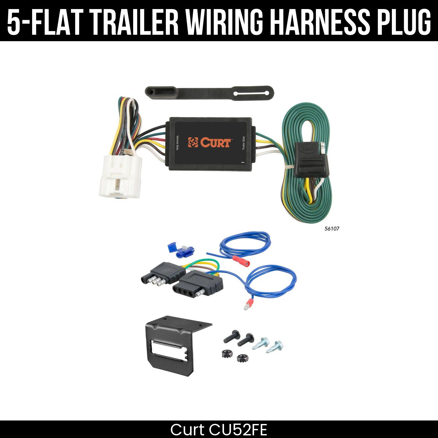 Trailer Wiring 5-Flat Plug w/ Bracket