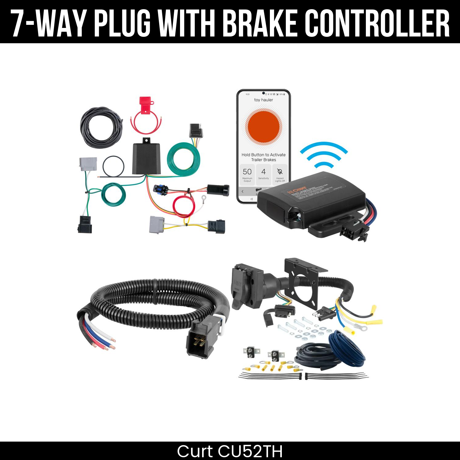 Trailer Wiring 7-Way Plug w/ Bracket , Echo Under-Dash Brake Control