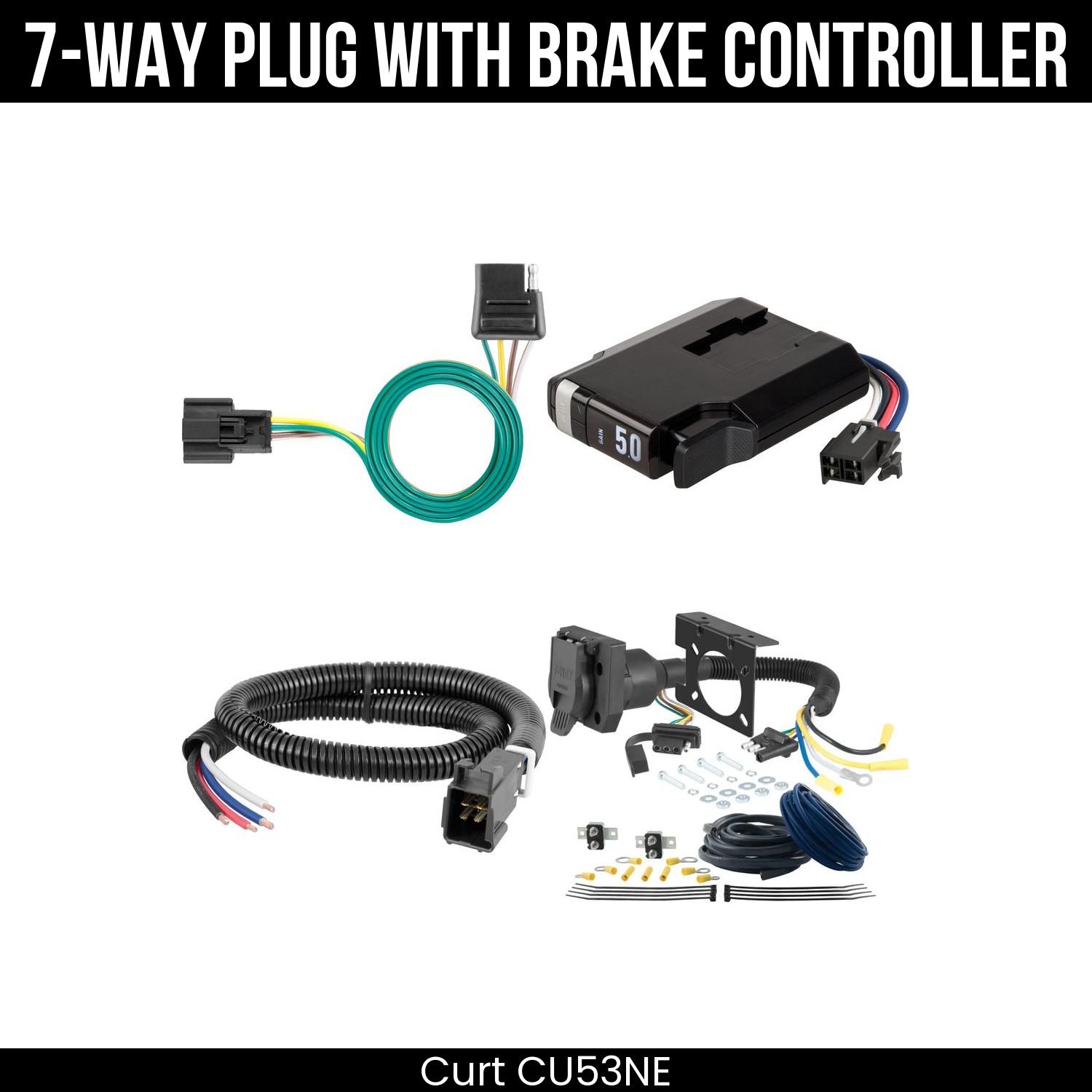 Trailer Wiring 7-Way Plug w/ Bracket , TriFlex NEXT Brake Control