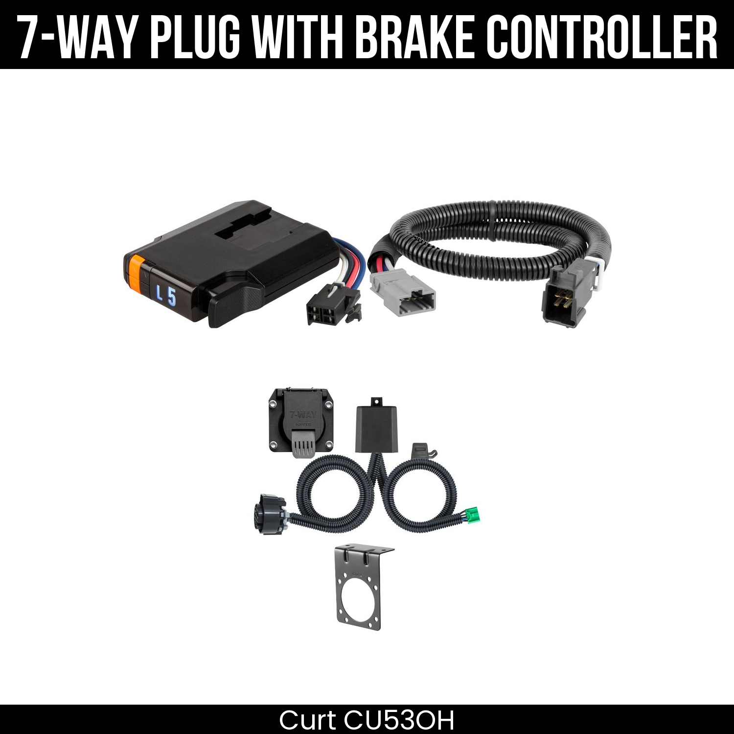 Trailer Wiring 7-Way Plug w/ Bracket , Discovery Next Brake Control