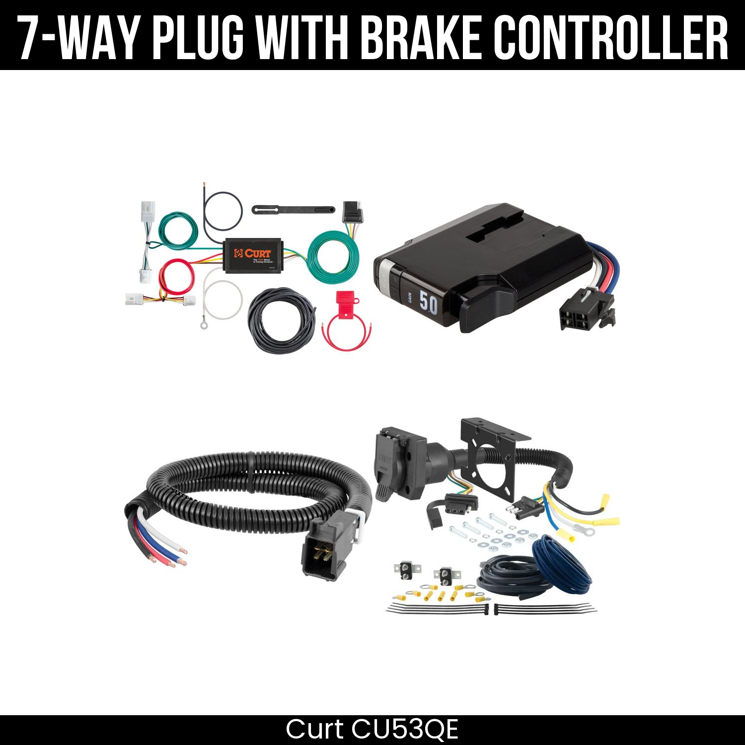 Trailer Wiring 7-Way Plug w/ Bracket , TriFlex NEXT Brake Control