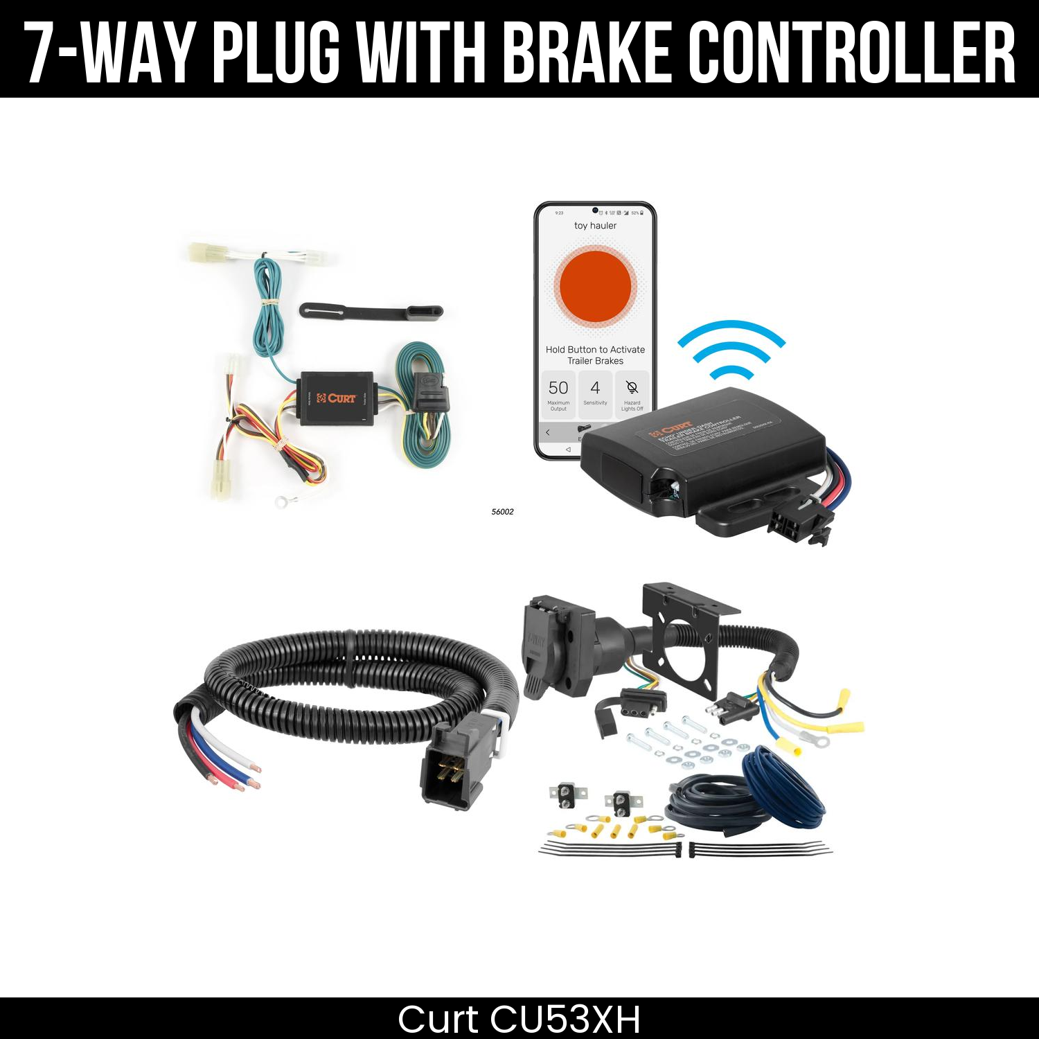 Trailer Wiring 7-Way Plug w/ Bracket , Echo Under-Dash Brake Control