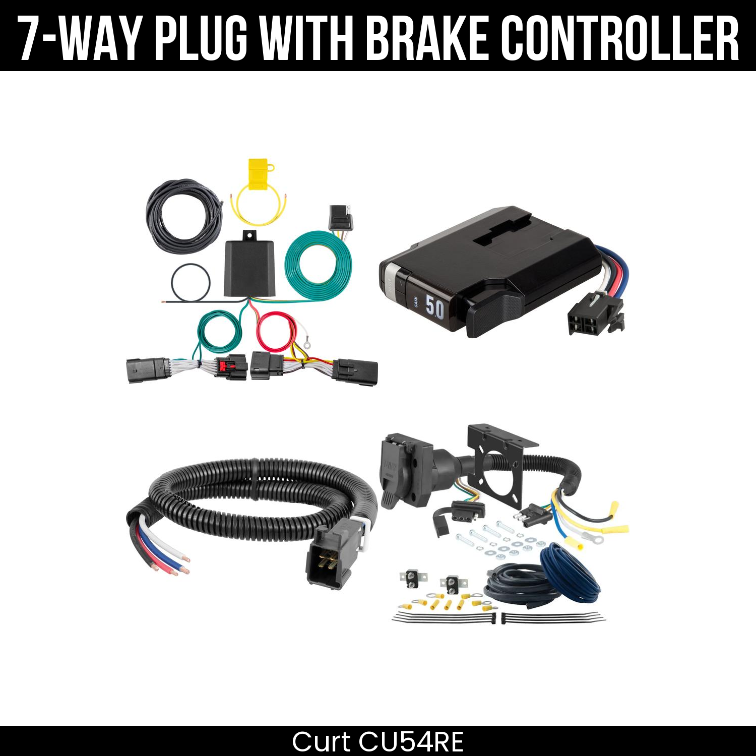 Trailer Wiring 7-Way Plug w/ Bracket , TriFlex NEXT Brake Control
