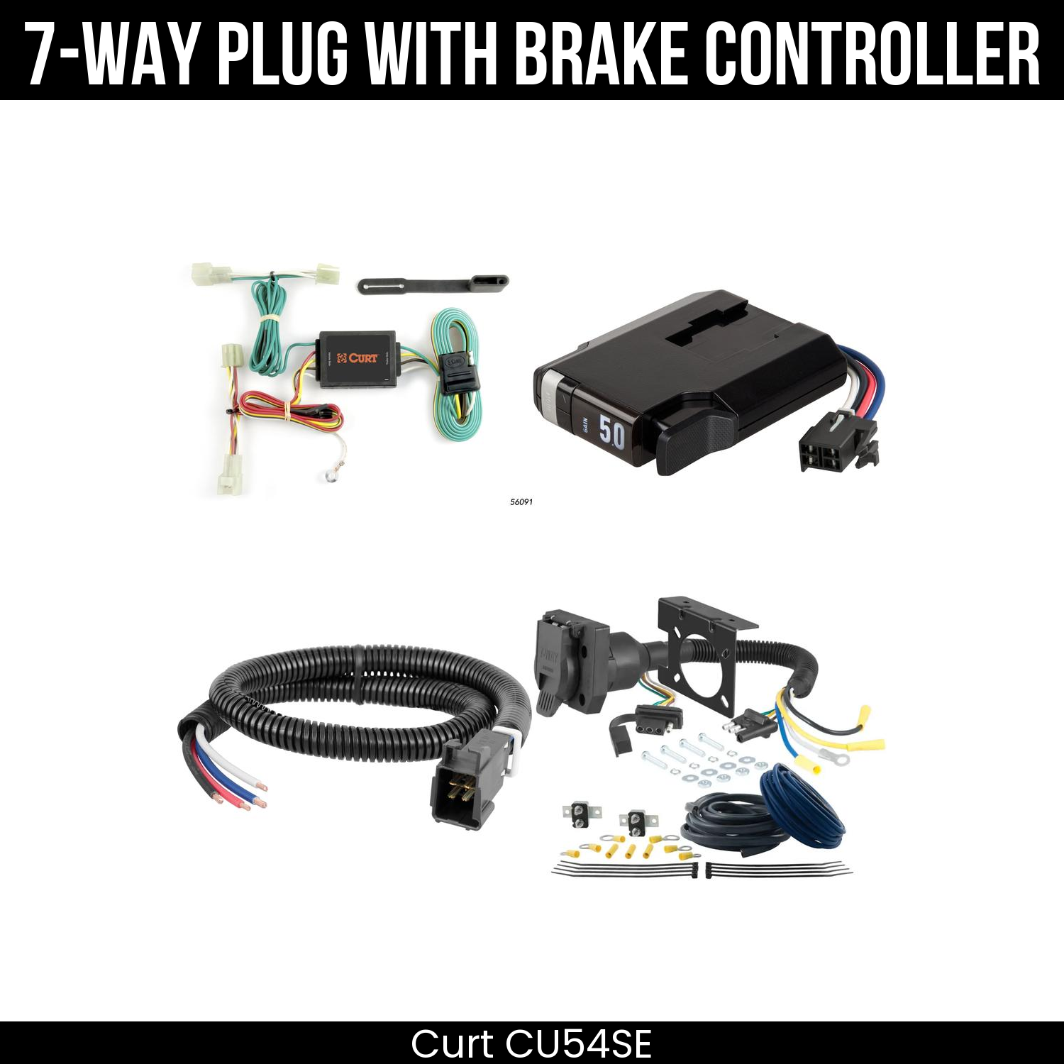 Trailer Wiring 7-Way Plug w/ Bracket , TriFlex NEXT Brake Control