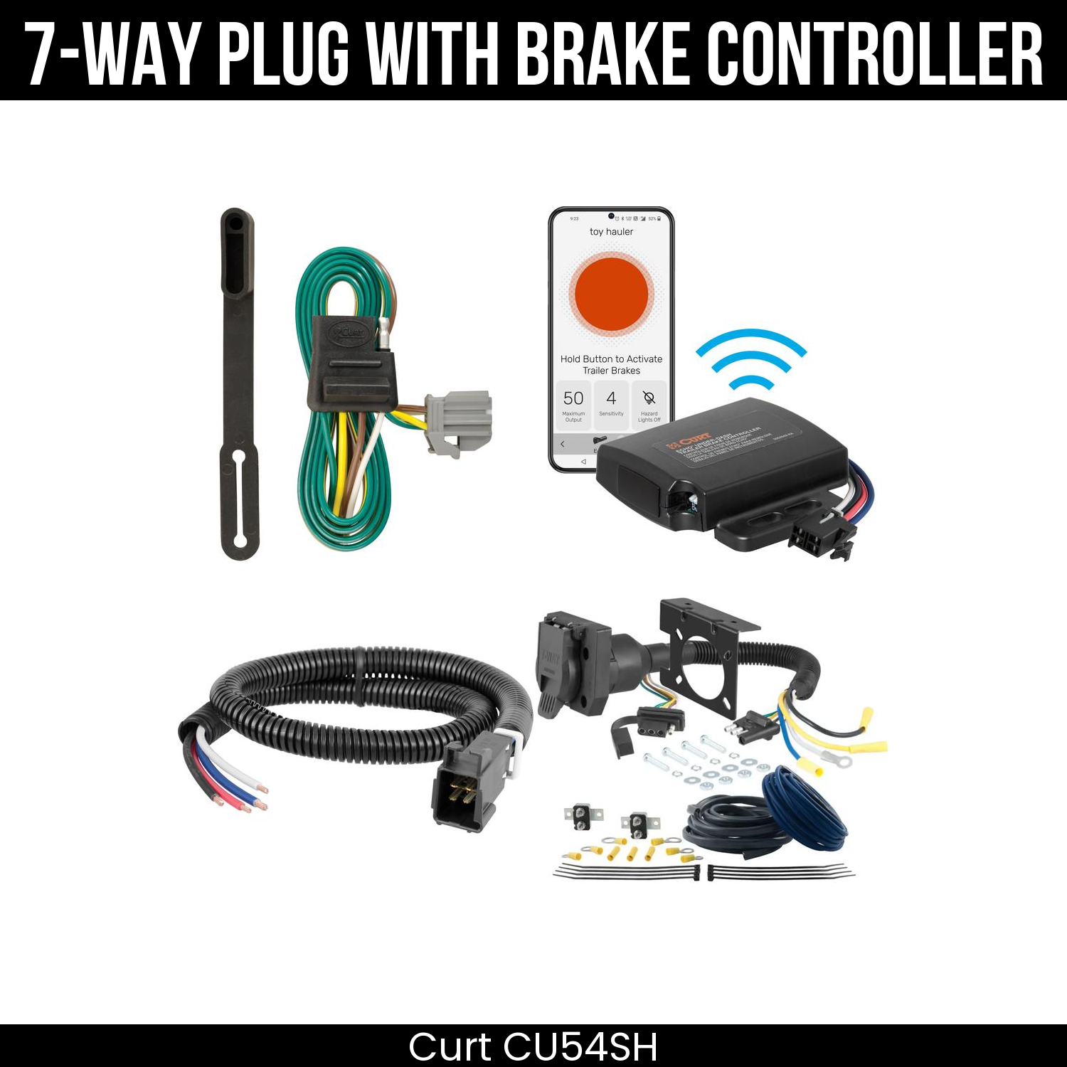 Trailer Wiring 7-Way Plug w/ Bracket , Echo Under-Dash Brake Control