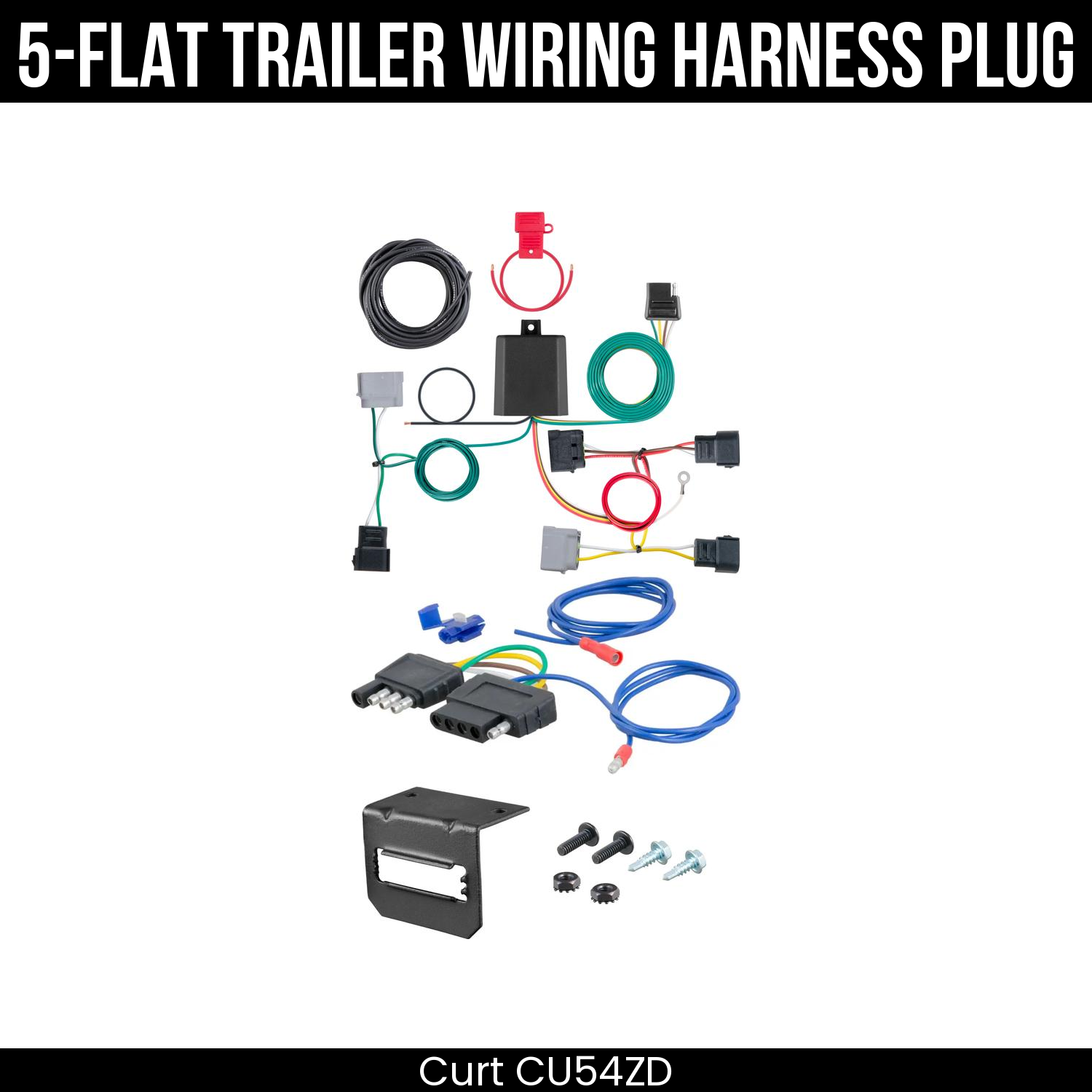 Trailer Wiring 5-Flat Plug w/ Bracket
