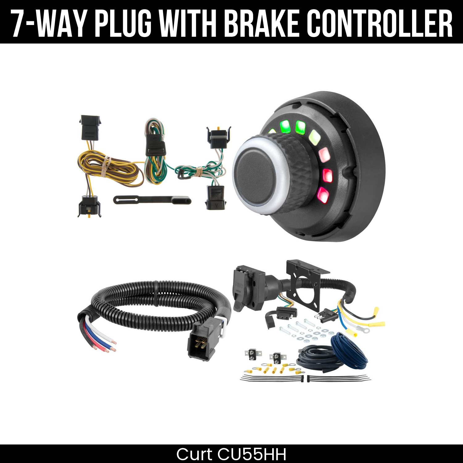 Trailer Wiring 7-Way Plug w/ Bracket , Spectrum Brake Control