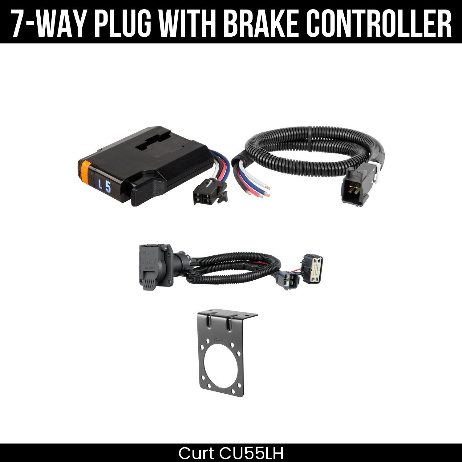 Trailer Wiring 7-Way Plug w/ Bracket , Discovery Next Brake Control