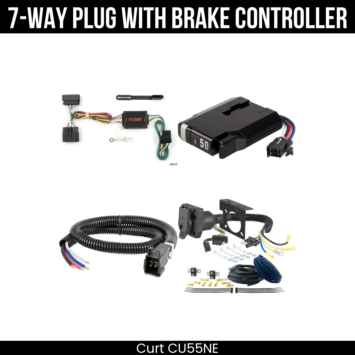 Trailer Wiring 7-Way Plug w/ Bracket , TriFlex NEXT Brake Control