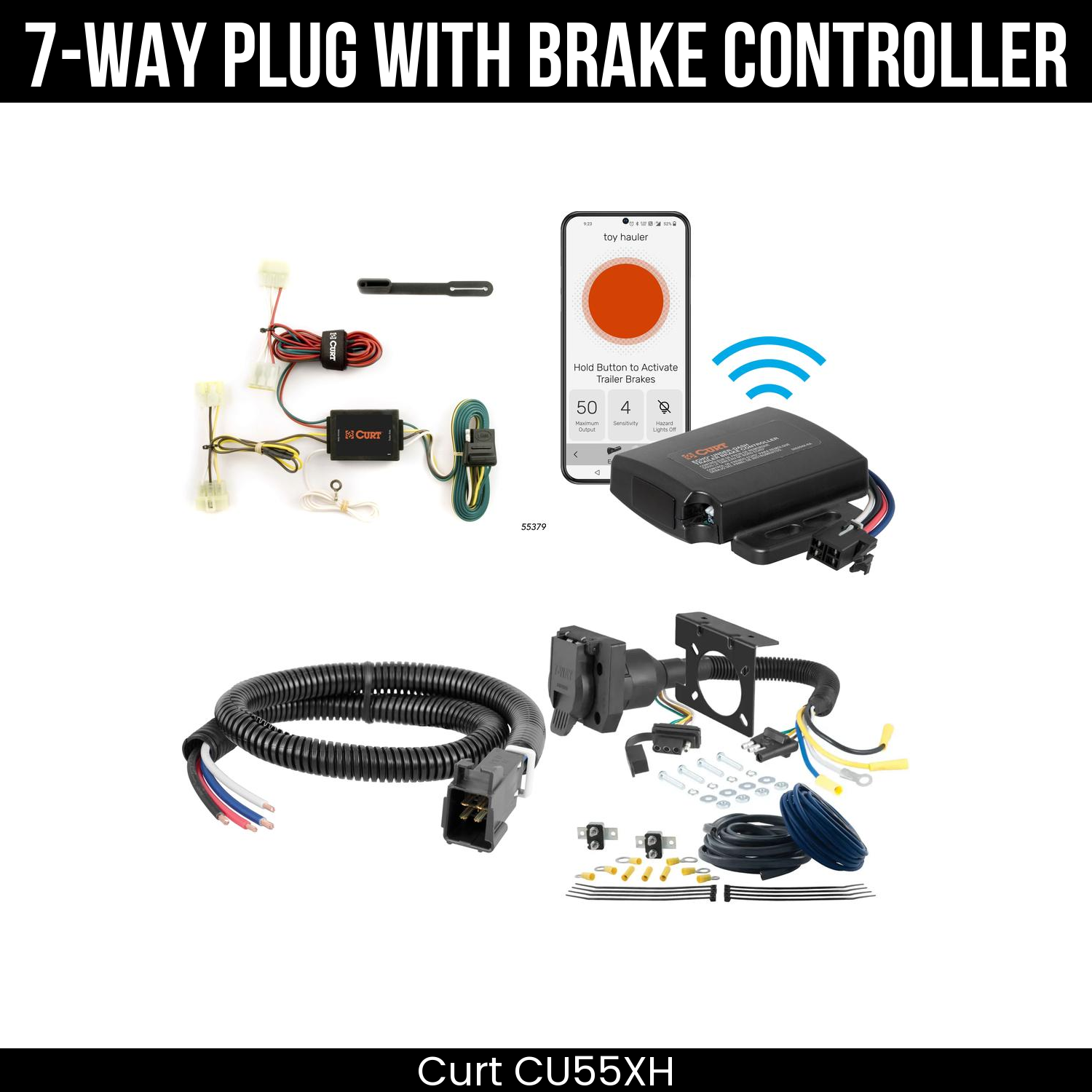 Trailer Wiring 7-Way Plug w/ Bracket , Echo Under-Dash Brake Control