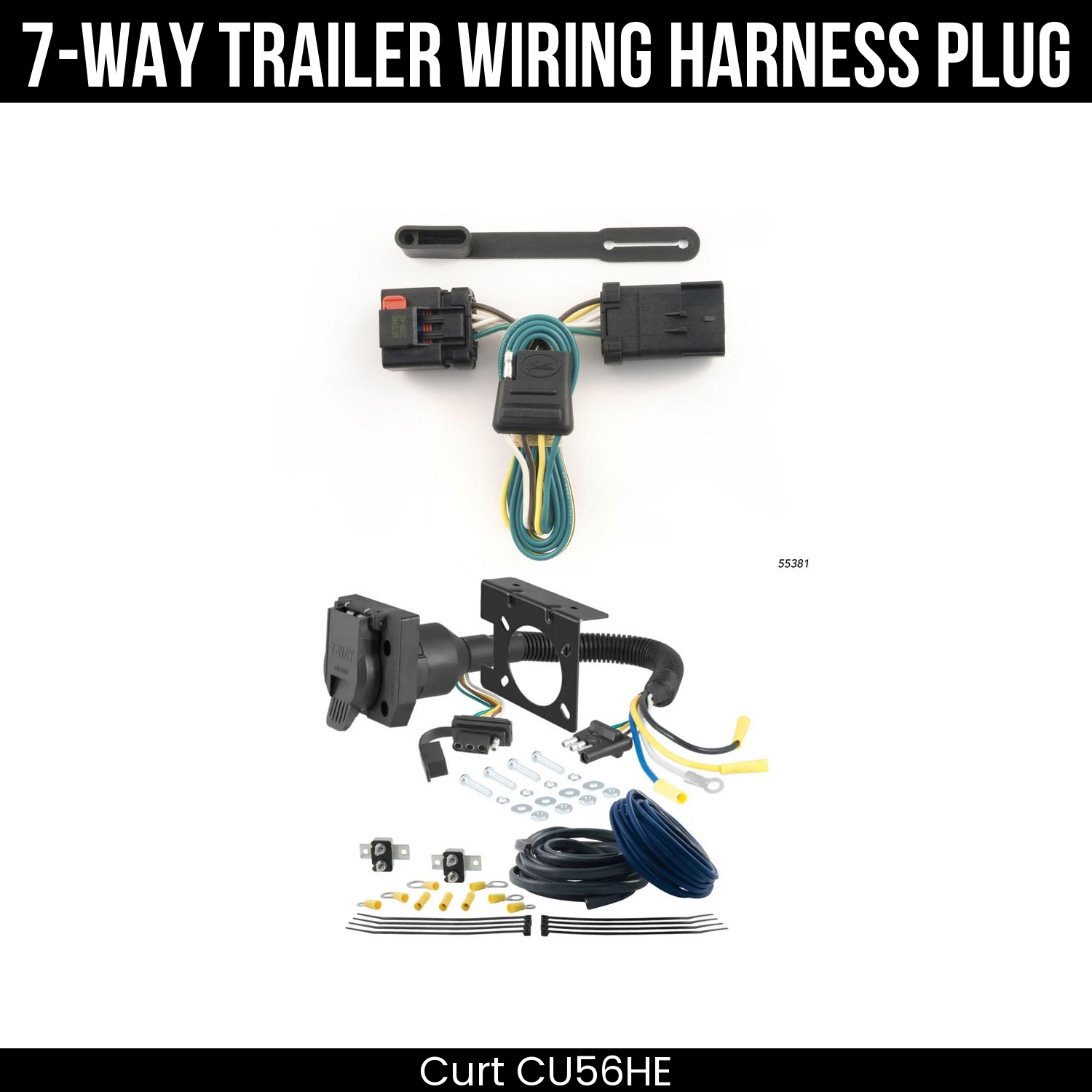 Trailer Wiring 7-Way Plug w/ Bracket