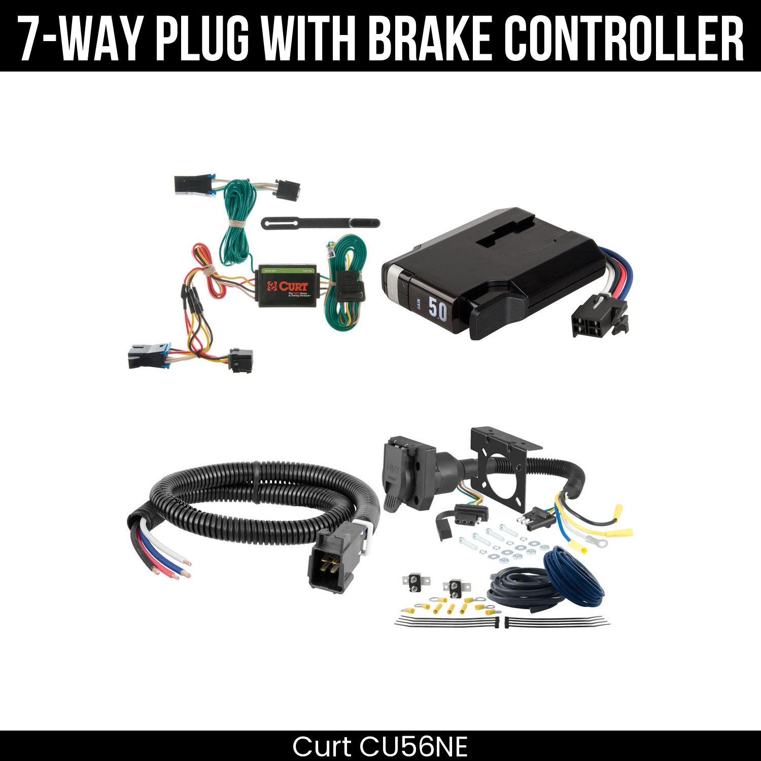 Trailer Wiring 7-Way Plug w/ Bracket , TriFlex NEXT Brake Control