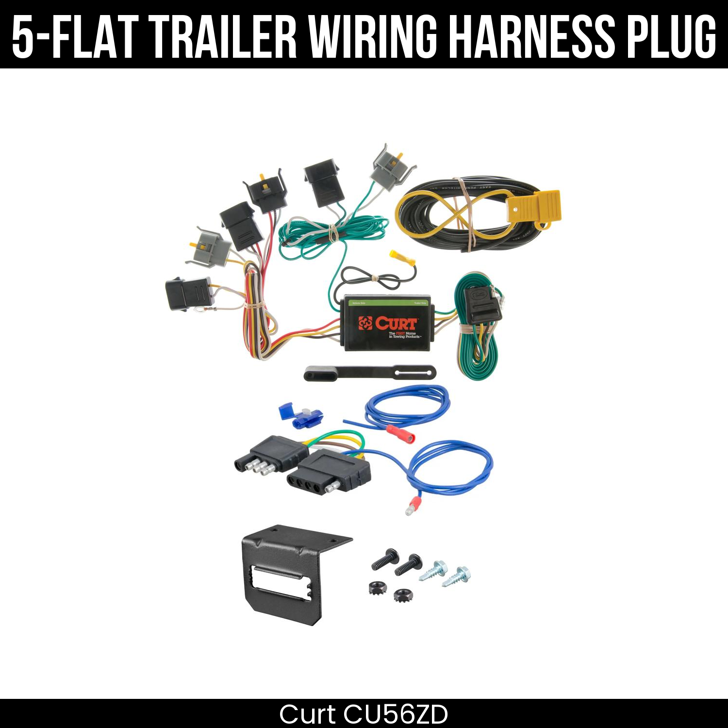 Trailer Wiring 5-Flat Plug w/ Bracket