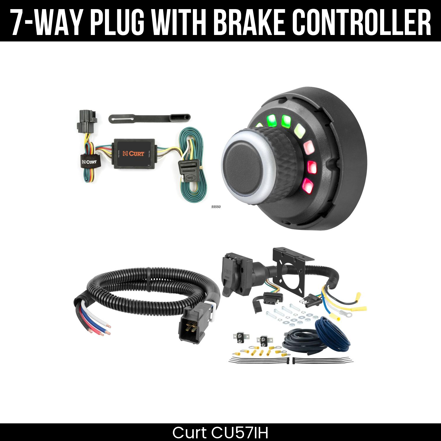 Trailer Wiring 7-Way Plug w/ Bracket , Spectrum Brake Control