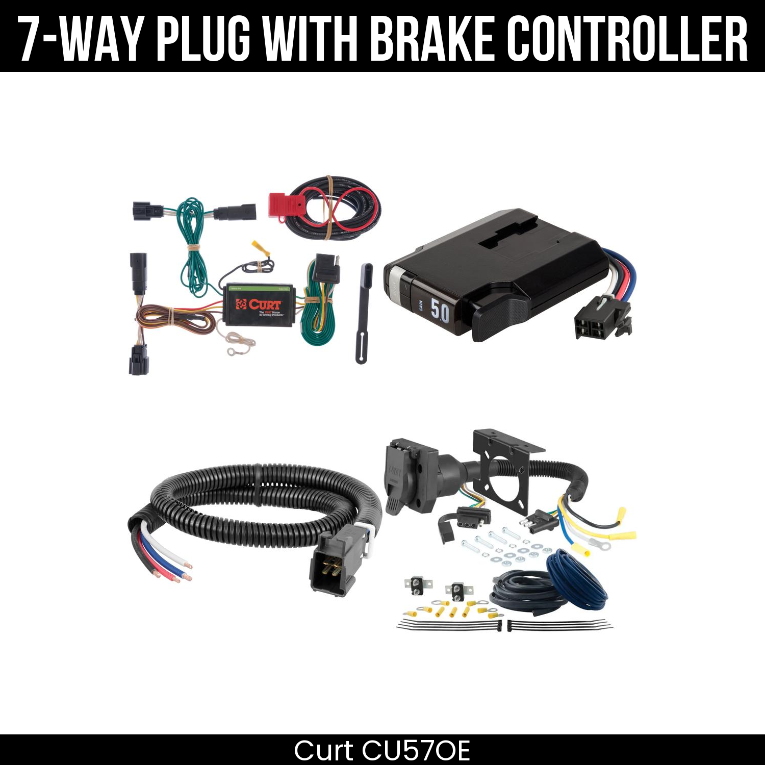 Trailer Wiring 7-Way Plug w/ Bracket , TriFlex NEXT Brake Control