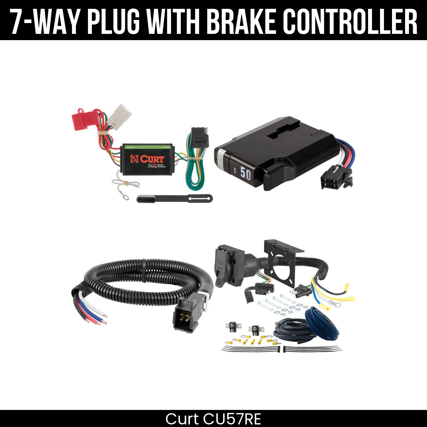 Trailer Wiring 7-Way Plug w/ Bracket , TriFlex NEXT Brake Control