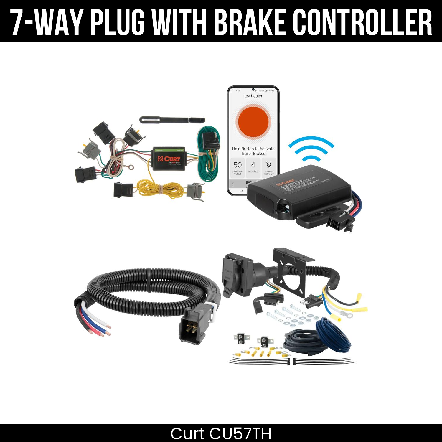 Trailer Wiring 7-Way Plug w/ Bracket , Echo Under-Dash Brake Control