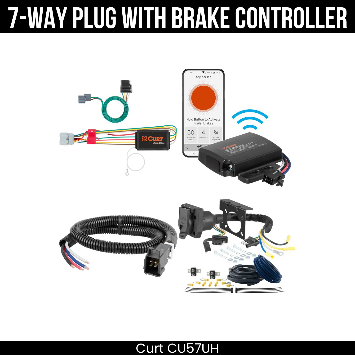 Trailer Wiring 7-Way Plug w/ Bracket , Echo Under-Dash Brake Control