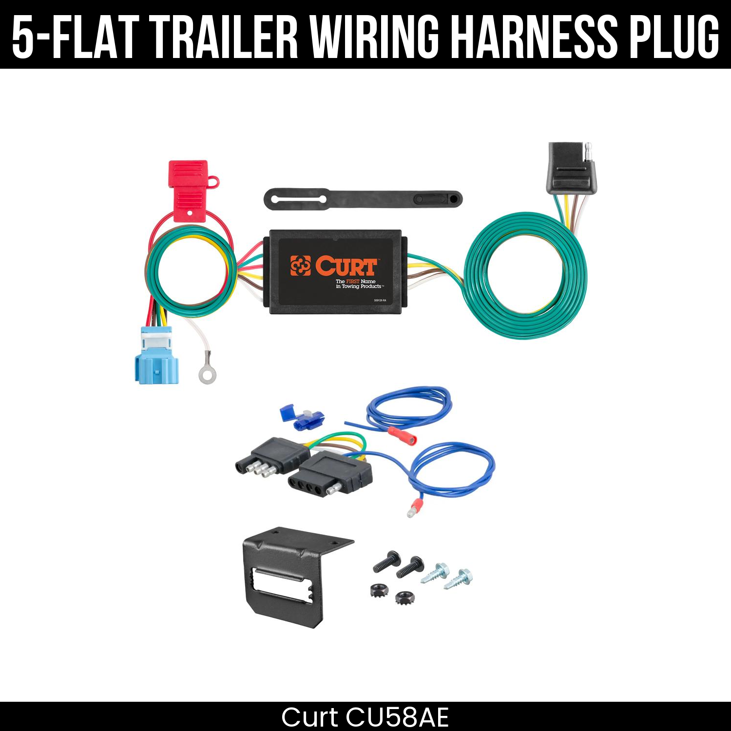 Trailer Wiring 5-Flat Plug w/ Bracket