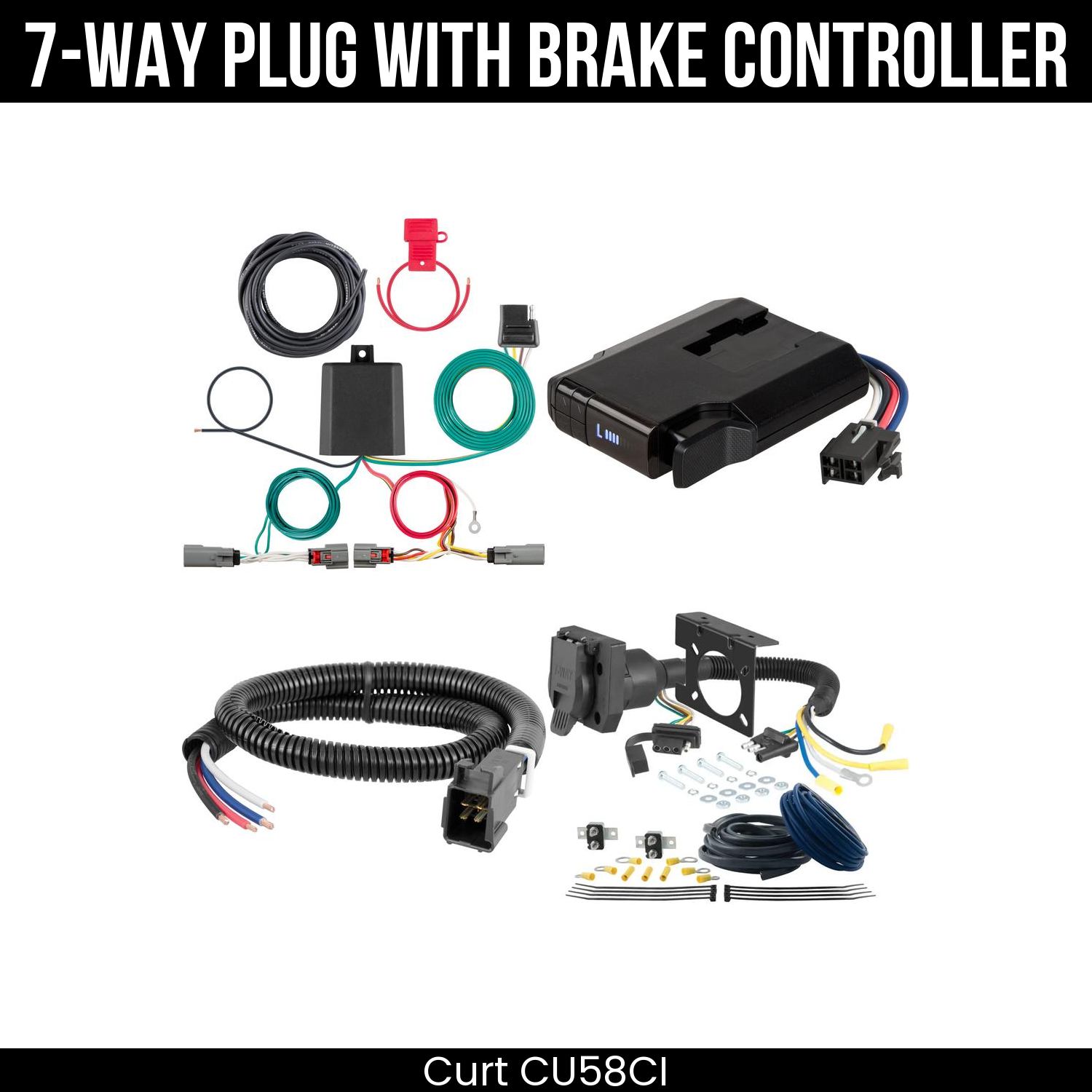 Trailer Wiring 7-Way Plug w/ Bracket , Venturer Brake Control