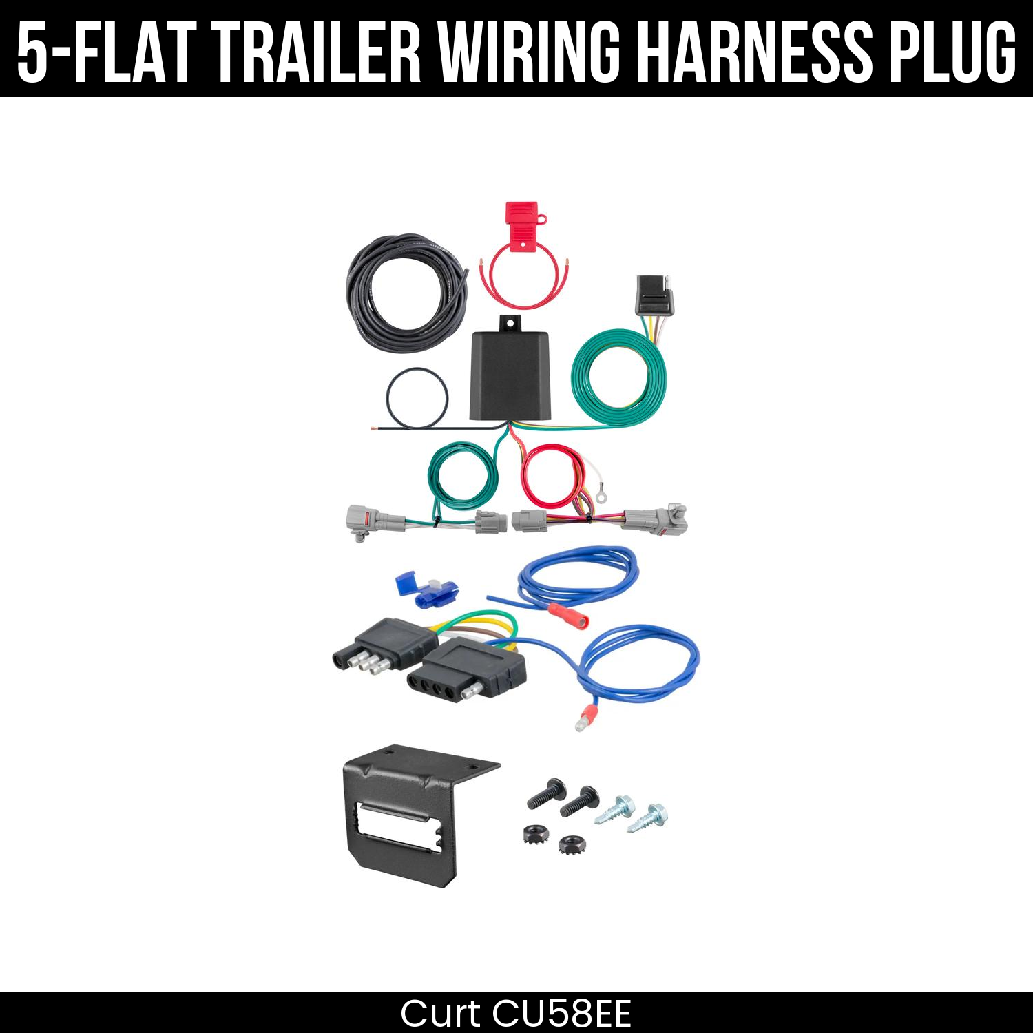 Trailer Wiring 5-Flat Plug w/ Bracket
