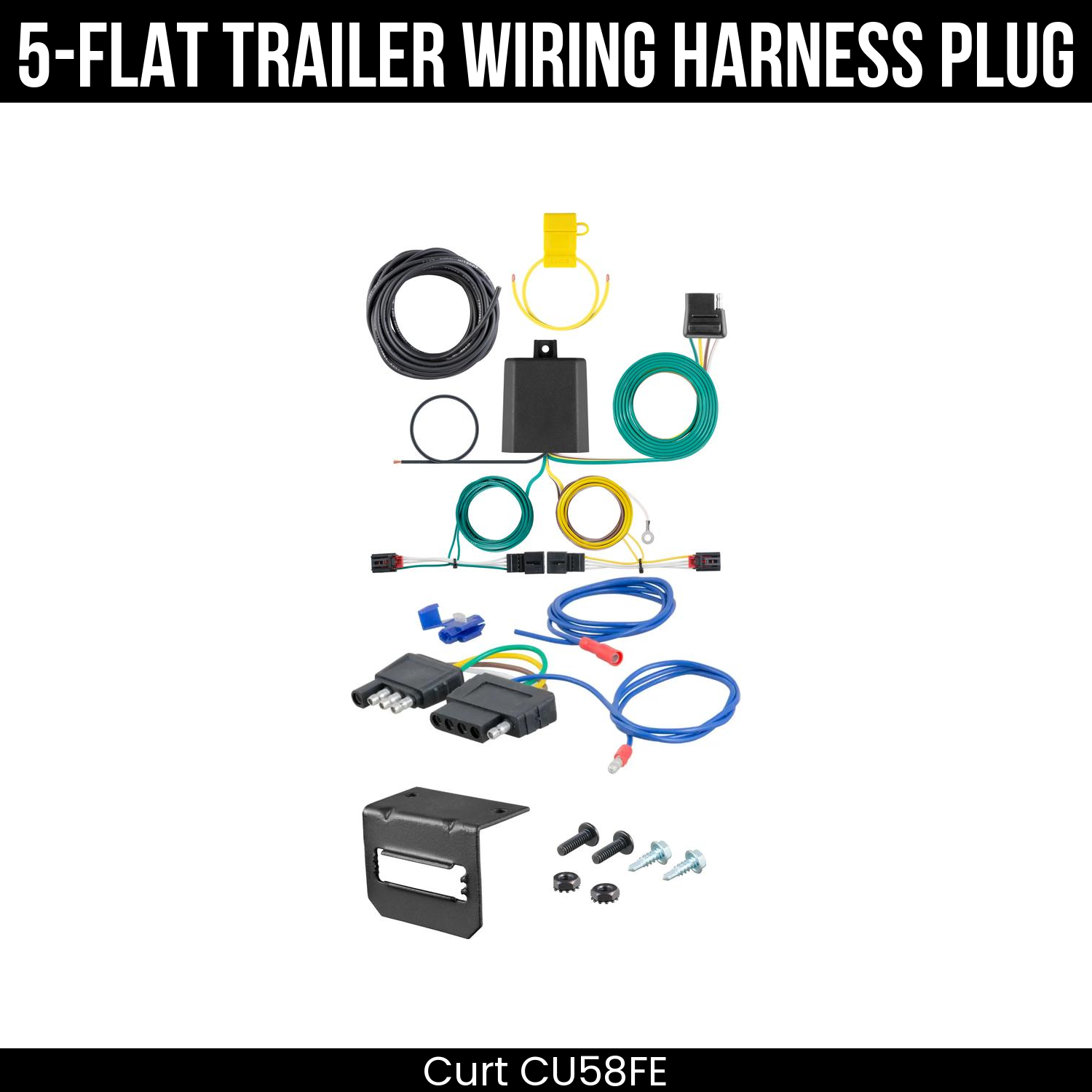 Trailer Wiring 5-Flat Plug w/ Bracket