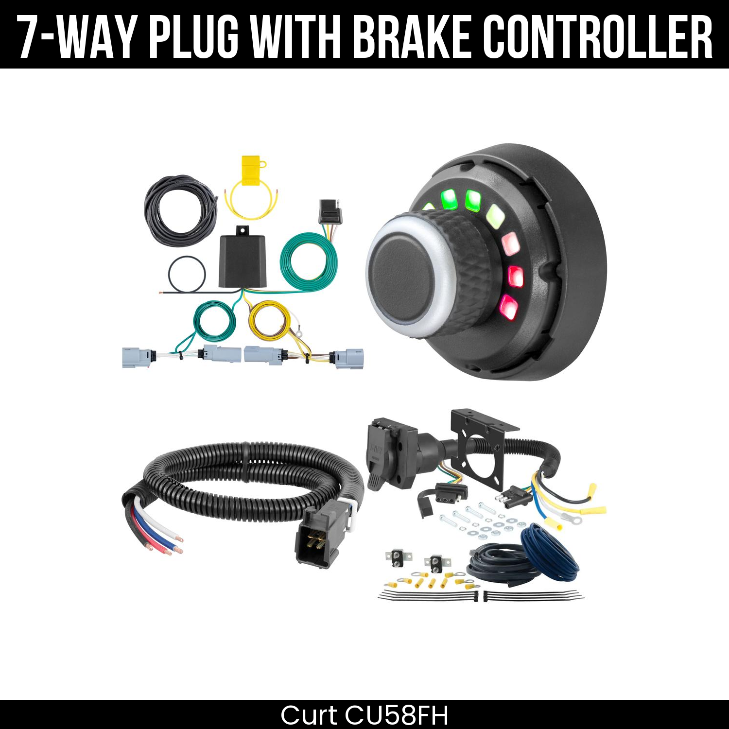 Trailer Wiring 7-Way Plug w/ Bracket , Spectrum Brake Control