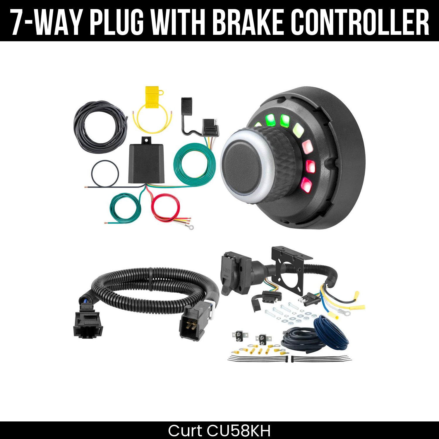 Trailer Wiring 7-Way Plug w/ Bracket , Spectrum Brake Control