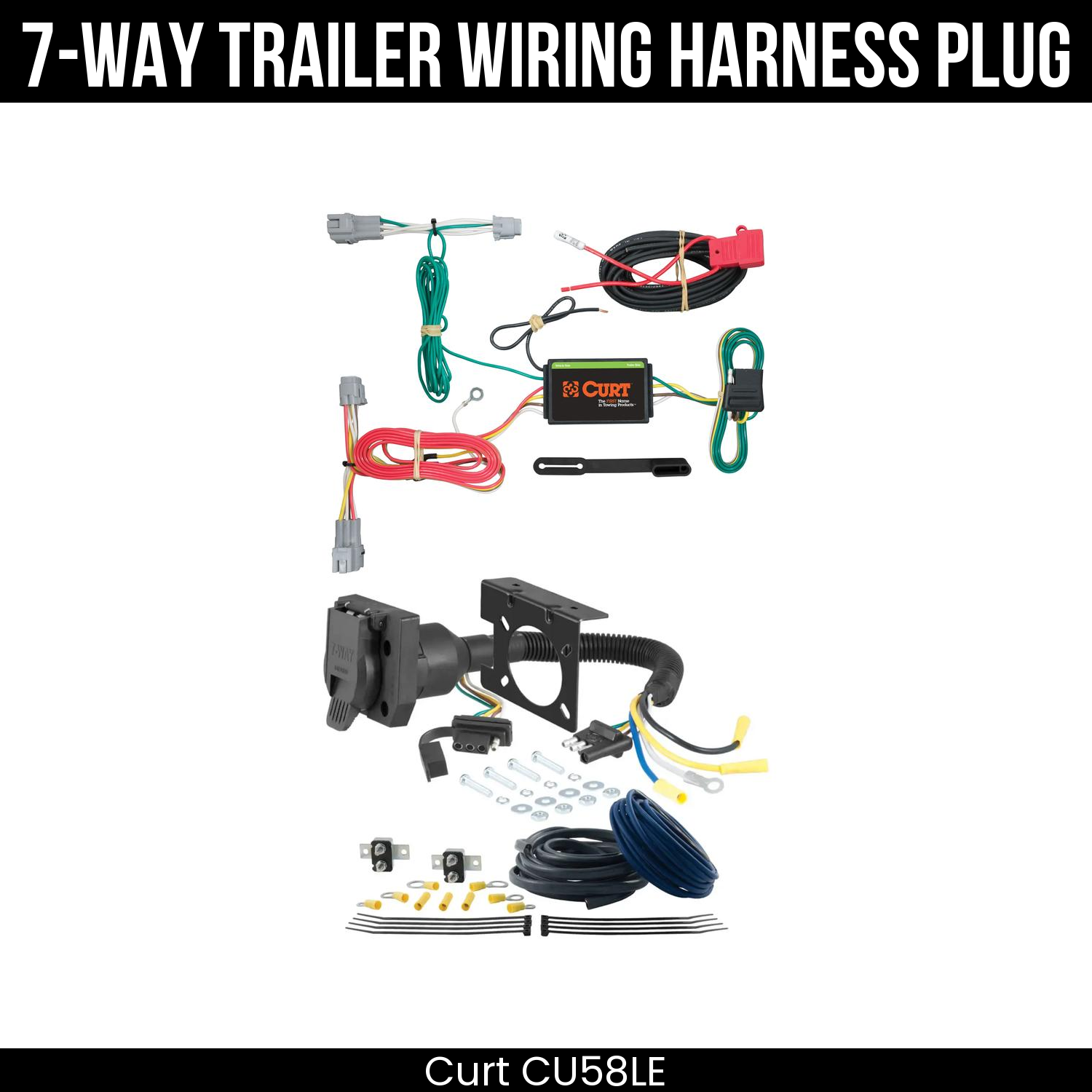Trailer Wiring 7-Way Plug w/ Bracket