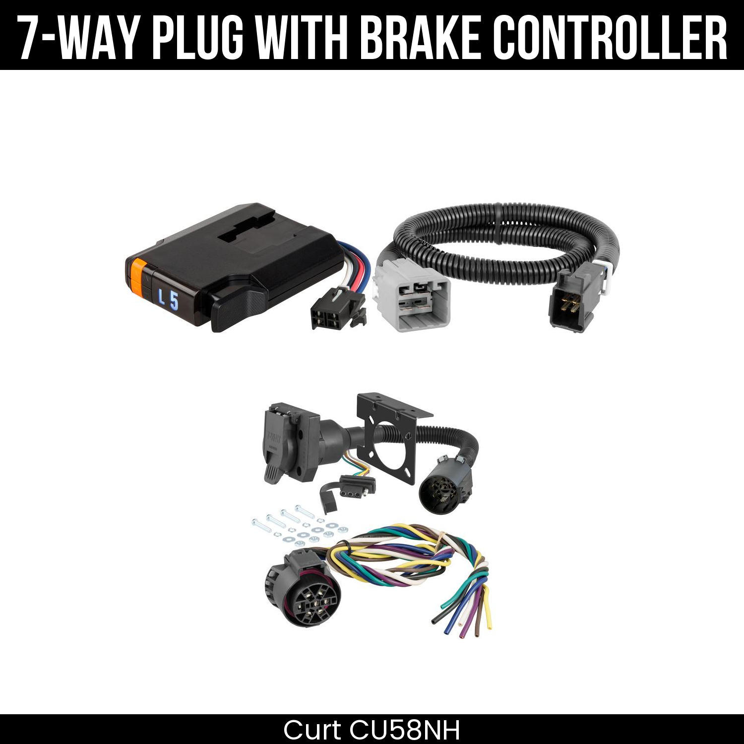 Trailer Wiring 7-Way Plug w/ Bracket , Discovery Next Brake Control