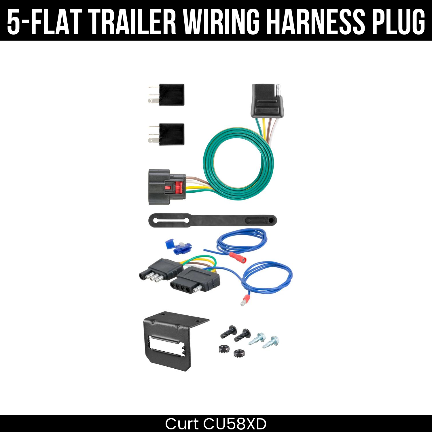 Trailer Wiring 5-Flat Plug w/ Bracket