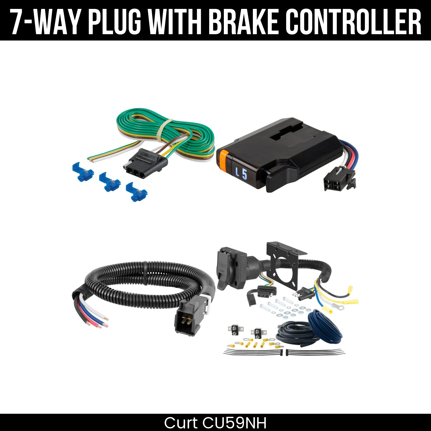 Trailer Wiring 7-Way Plug w/ Bracket , Discovery Next Brake Control