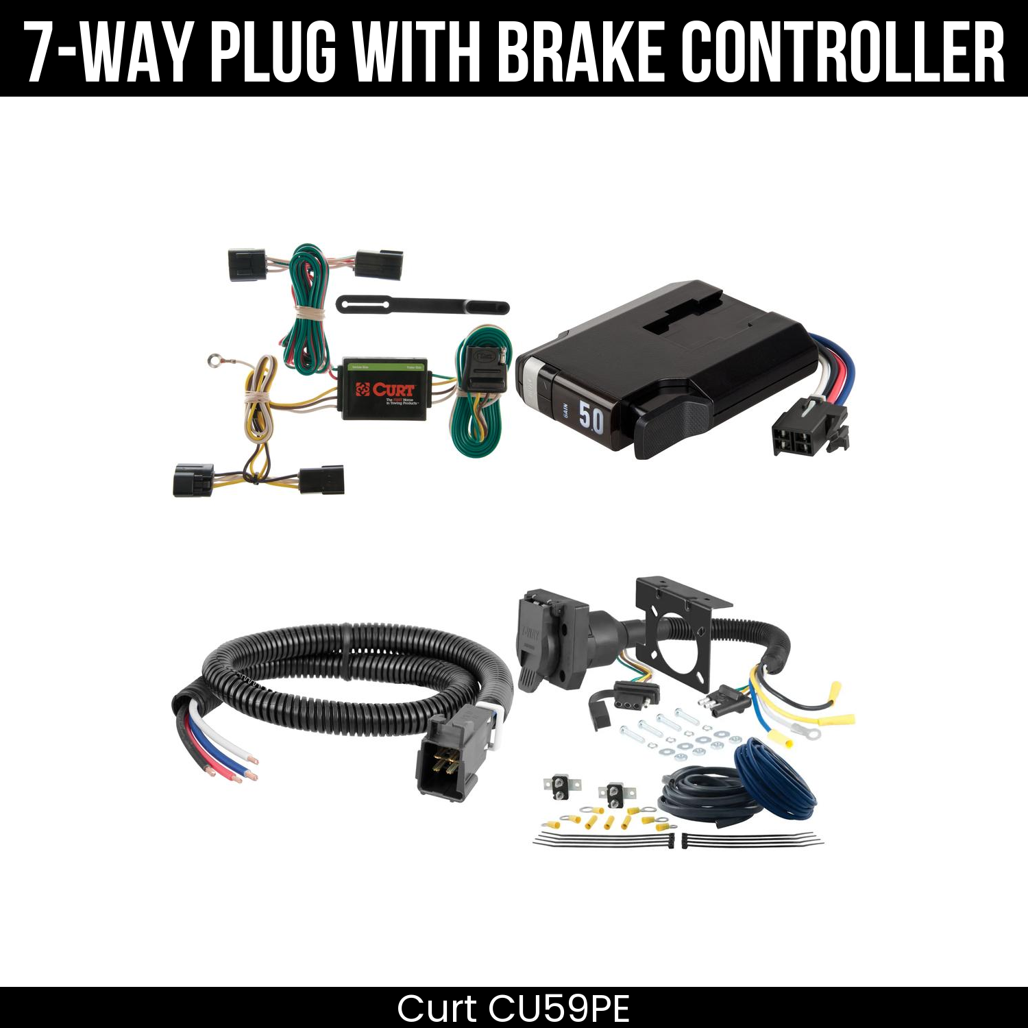 Trailer Wiring 7-Way Plug w/ Bracket , TriFlex NEXT Brake Control