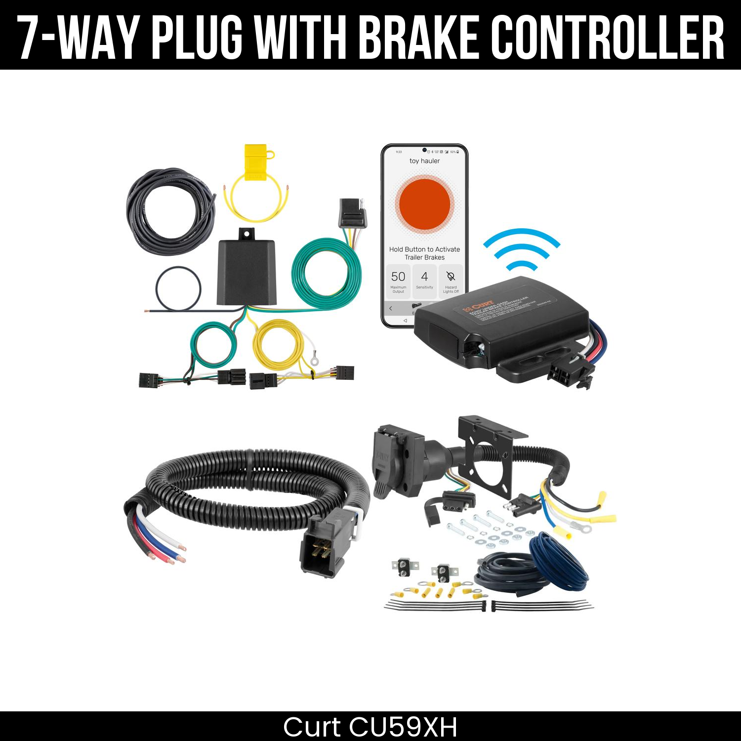 Trailer Wiring 7-Way Plug w/ Bracket , Echo Under-Dash Brake Control