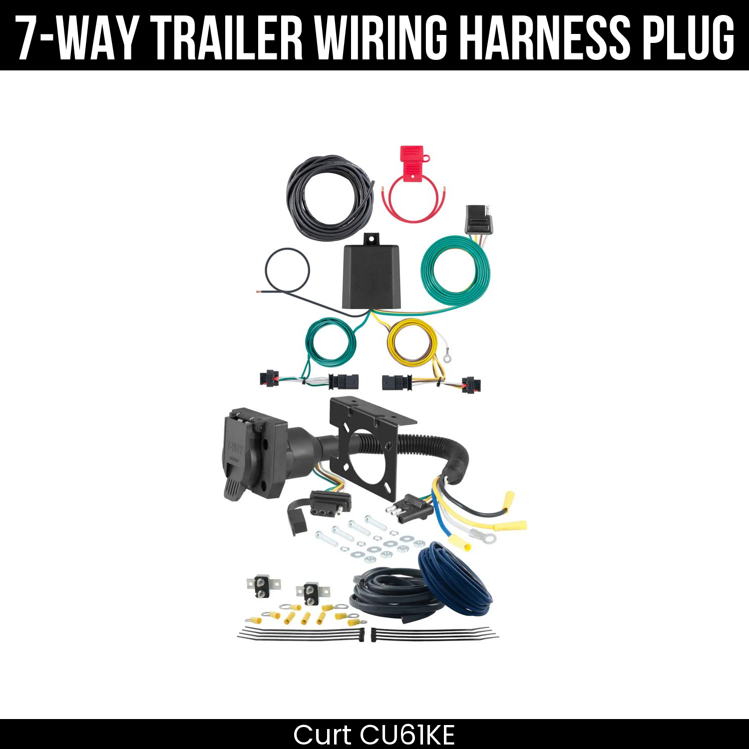 Trailer Wiring 7-Way Plug w/ Bracket