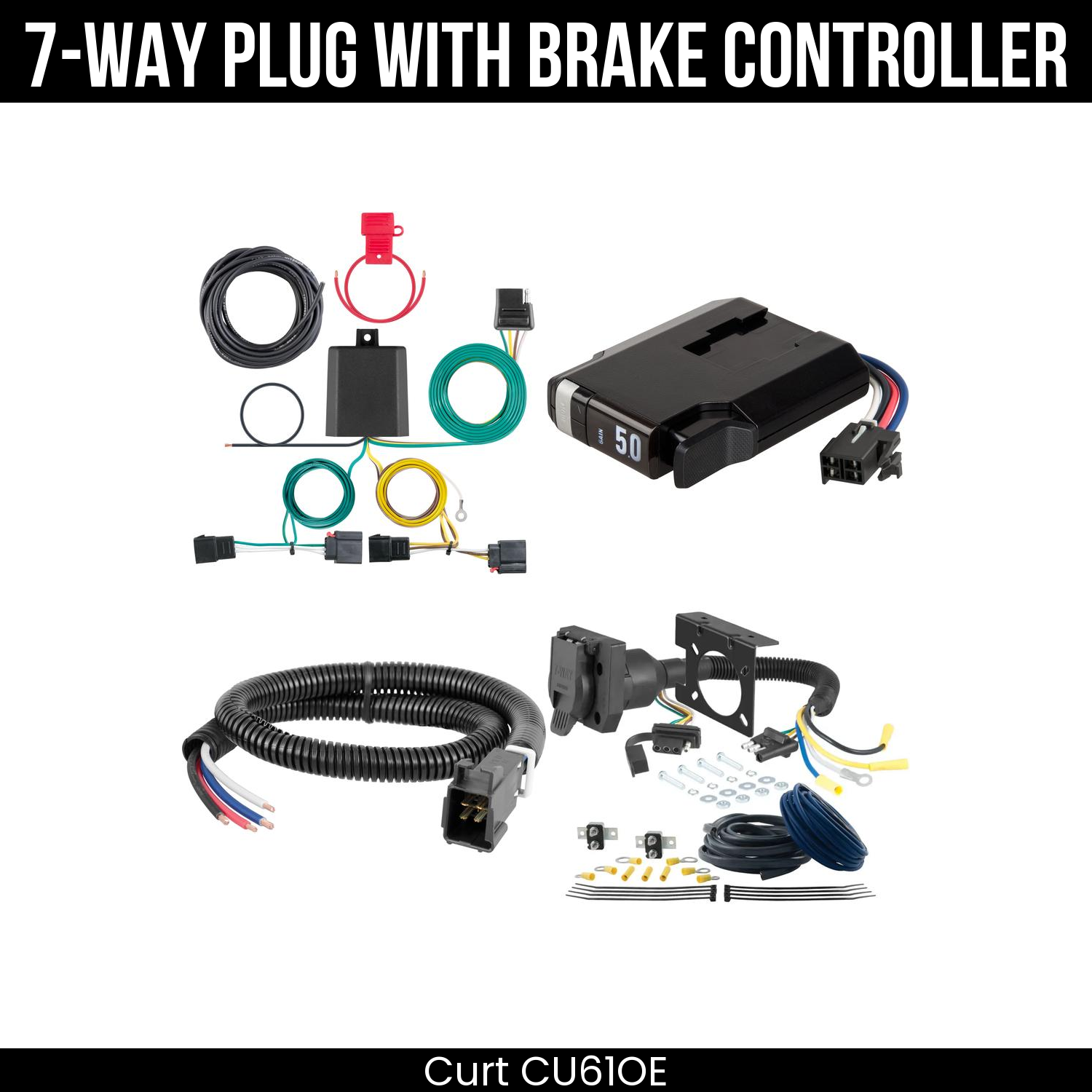 Trailer Wiring 7-Way Plug w/ Bracket , TriFlex NEXT Brake Control