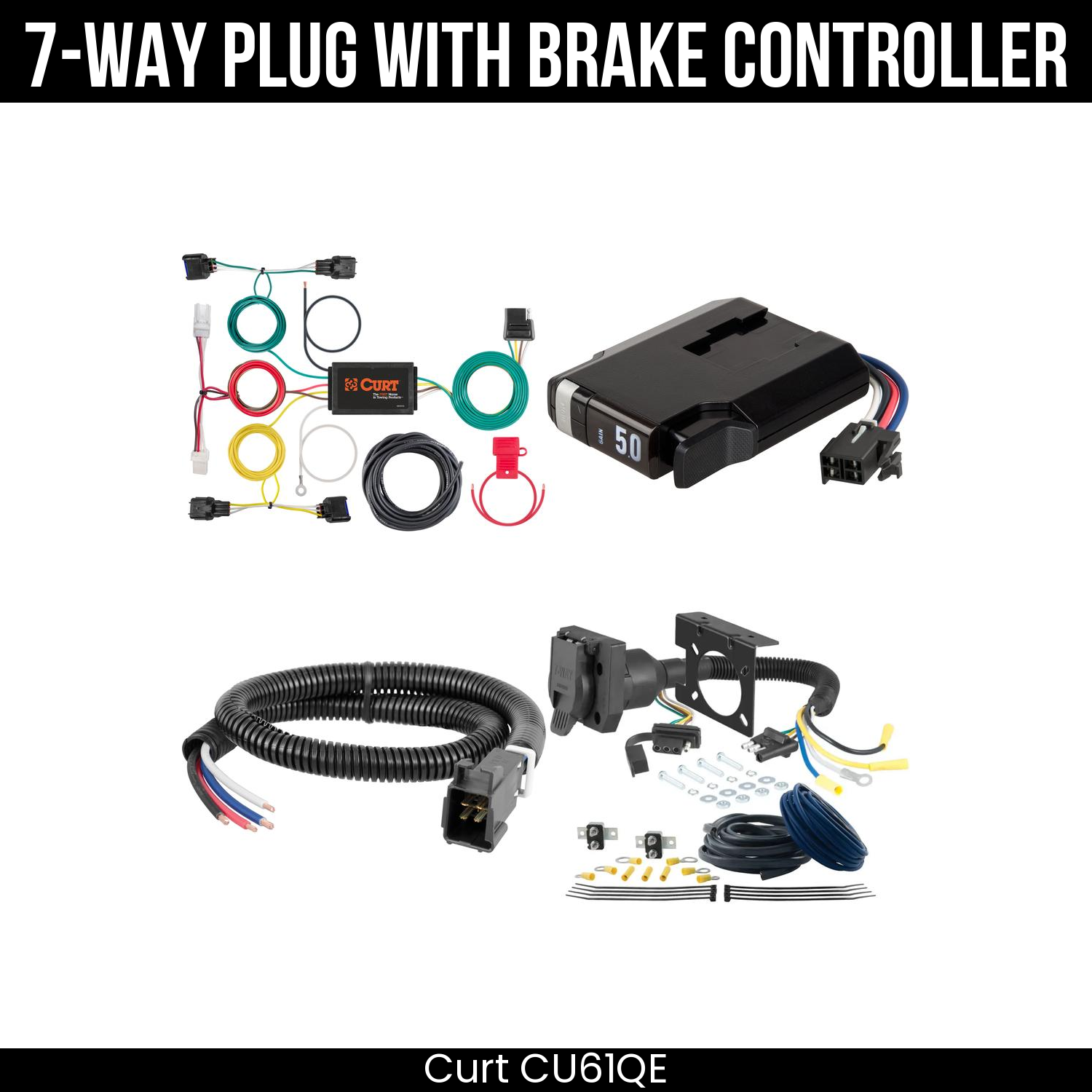 Trailer Wiring 7-Way Plug w/ Bracket , TriFlex NEXT Brake Control