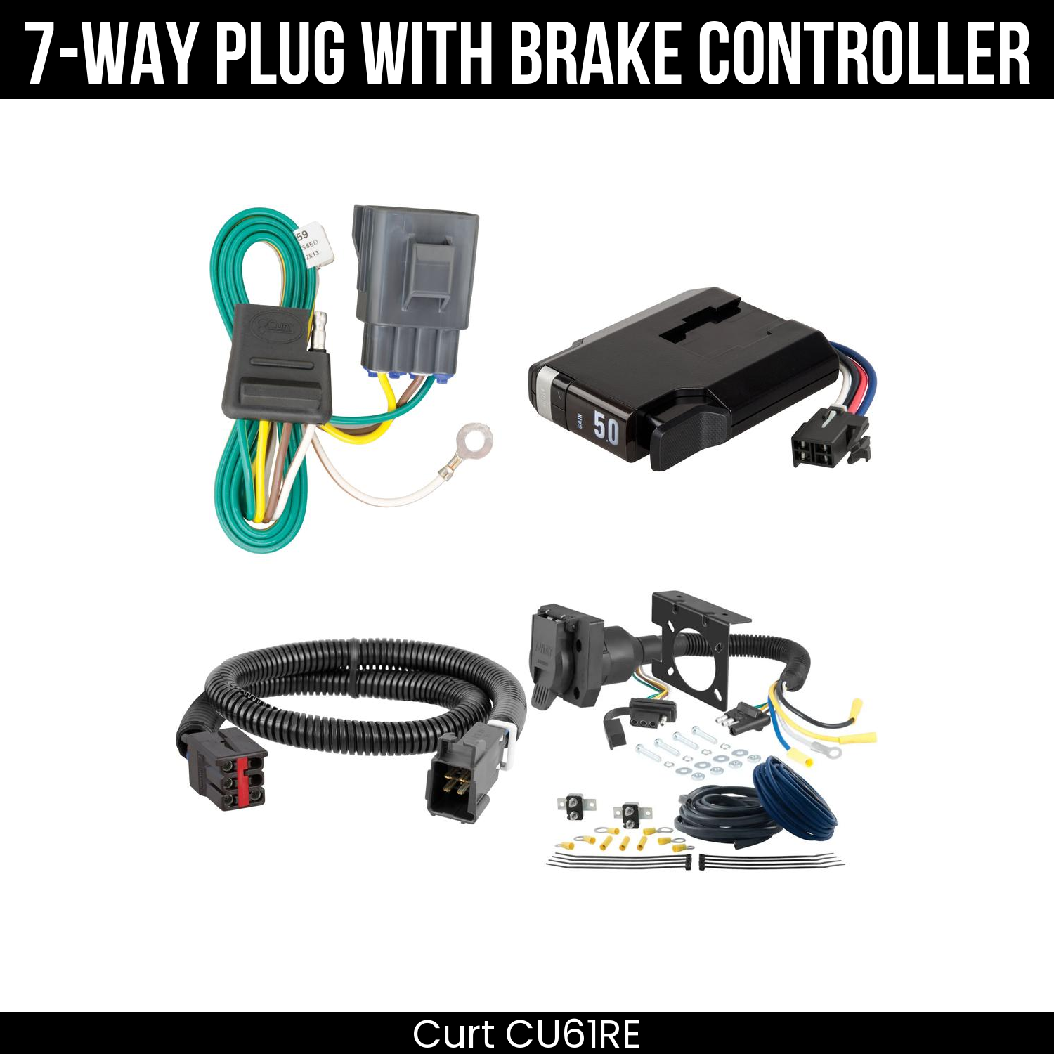 Trailer Wiring 7-Way Plug w/ Bracket , TriFlex NEXT Brake Control