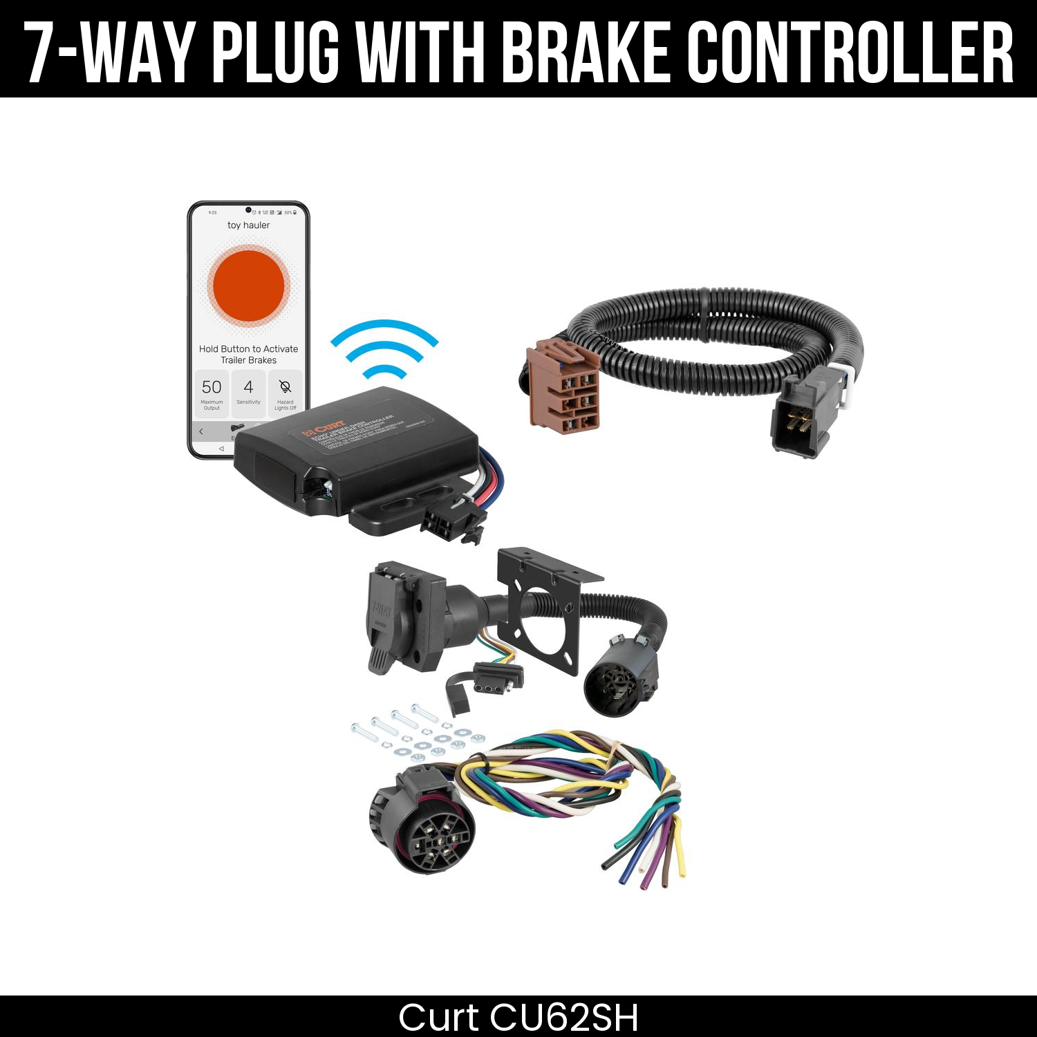Trailer Wiring 7-Way Plug w/ Bracket , Echo Under-Dash Brake Control