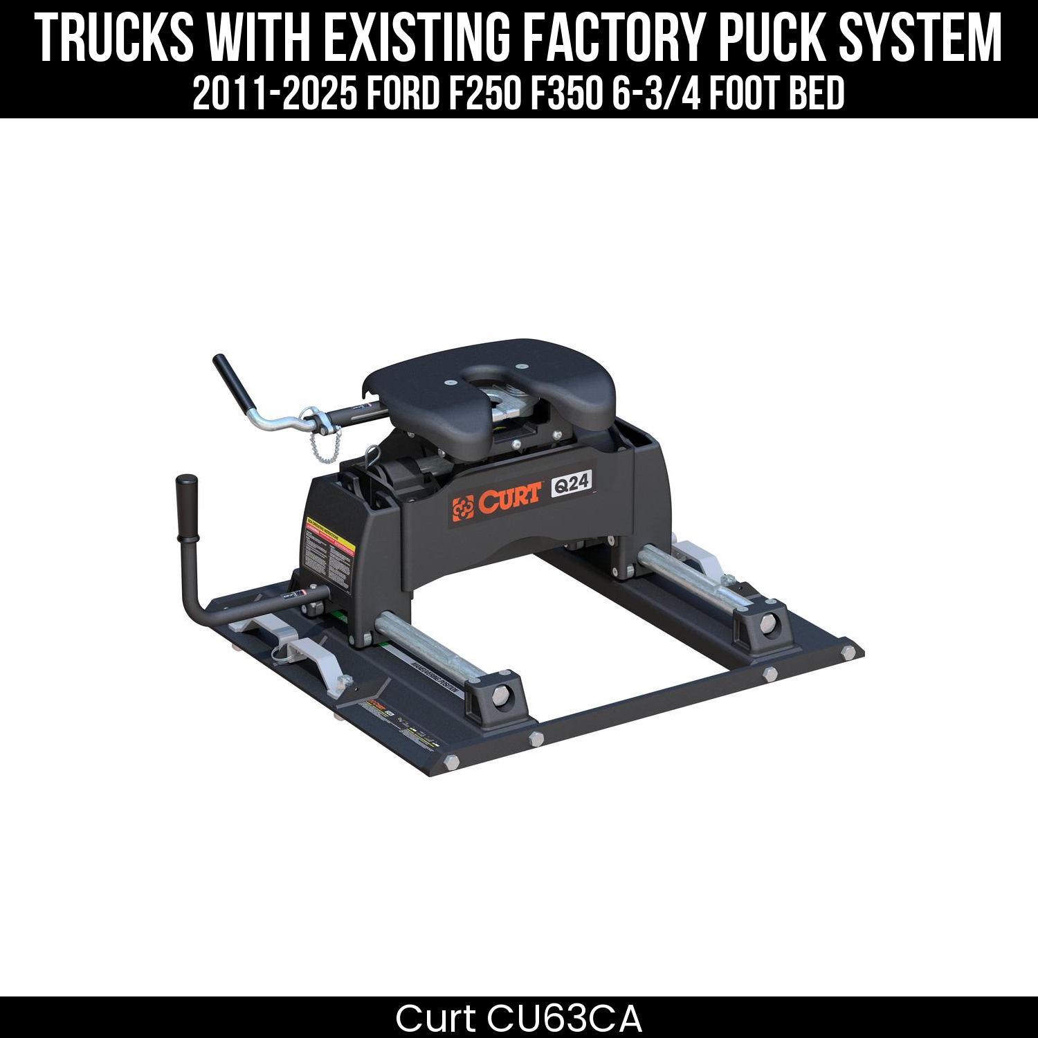 Curt Q24 Dual Jaw Sliding 5th Wheel Trailer Hitch for 2011-2025 Ford F250 F350 with 6-3/4' Bed - For Short Beds (24K Towing Capacity) CU63CA