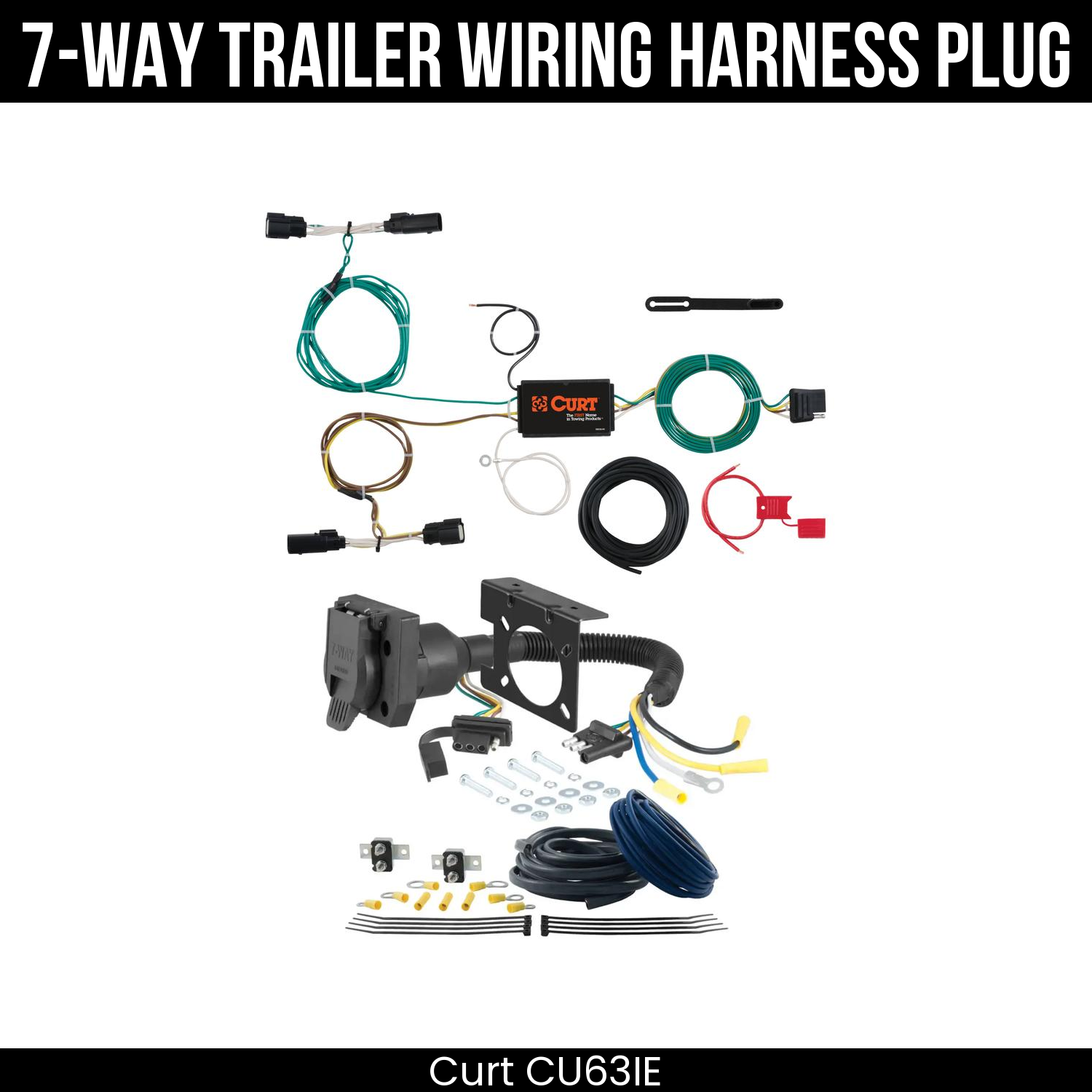Trailer Wiring 7-Way Plug w/ Bracket