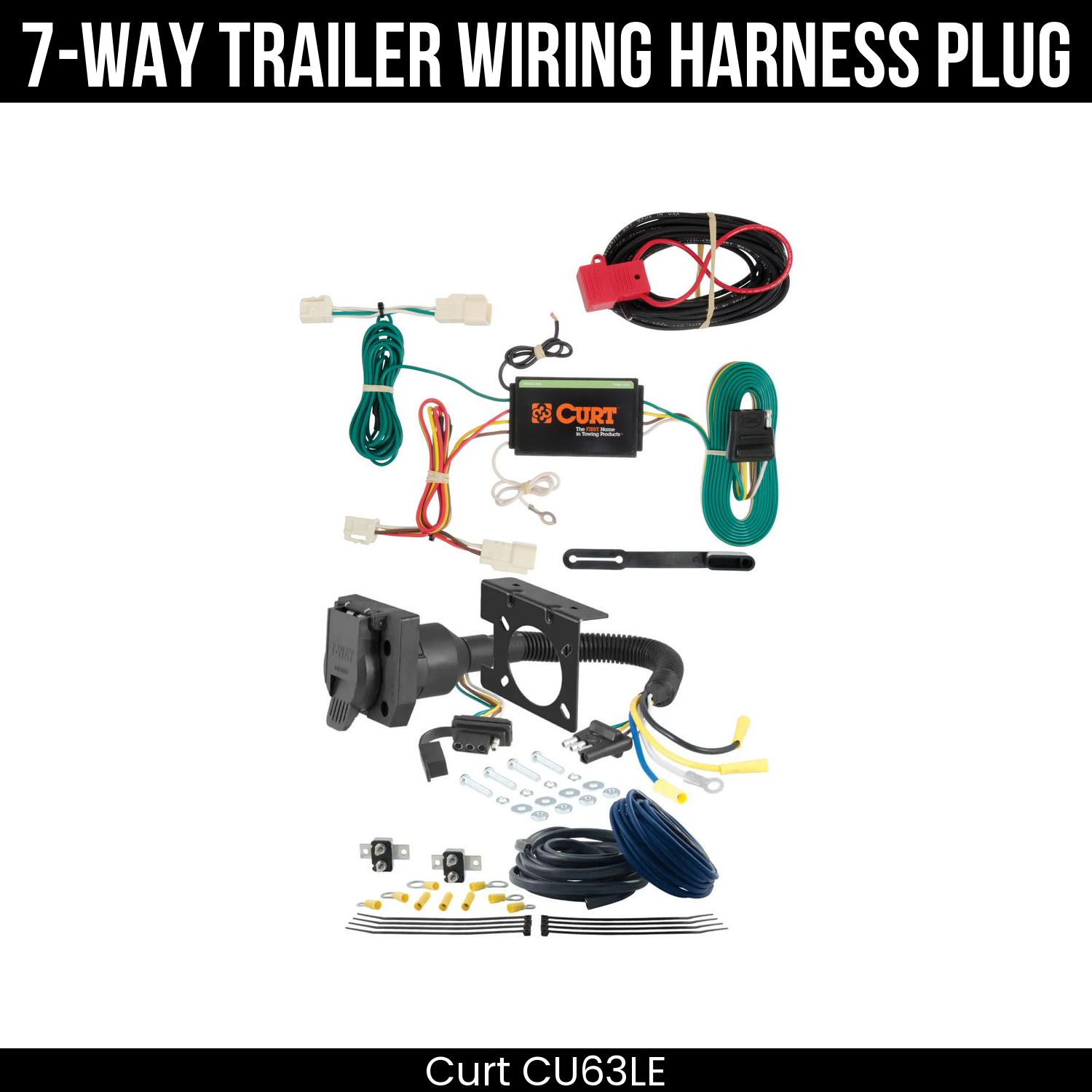 Trailer Wiring 7-Way Plug w/ Bracket